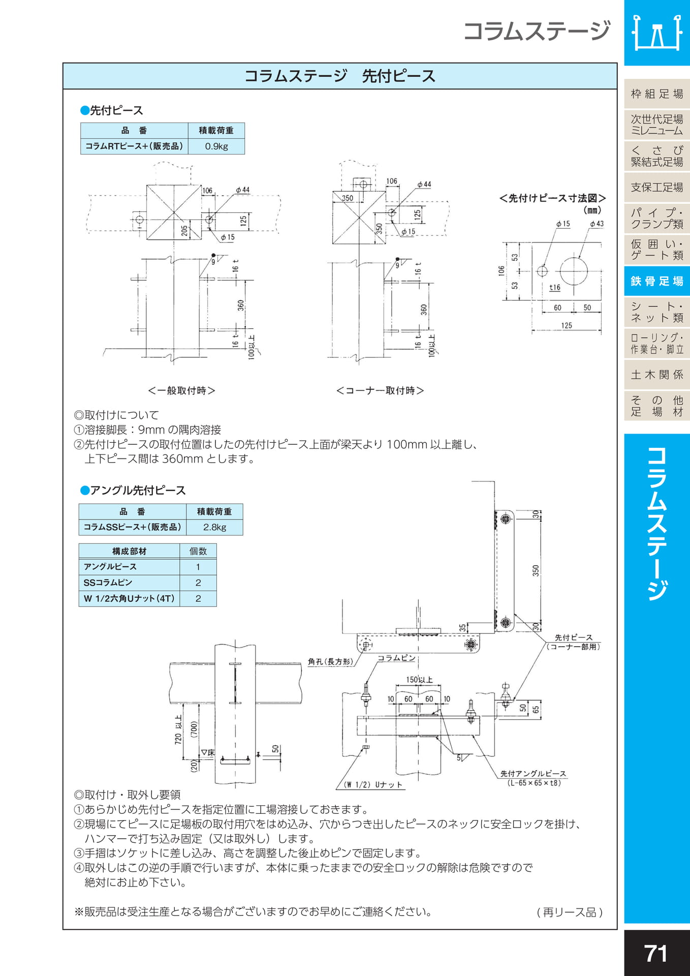 鉄骨足場/コラムステージ 先付ピース(75ページ目)