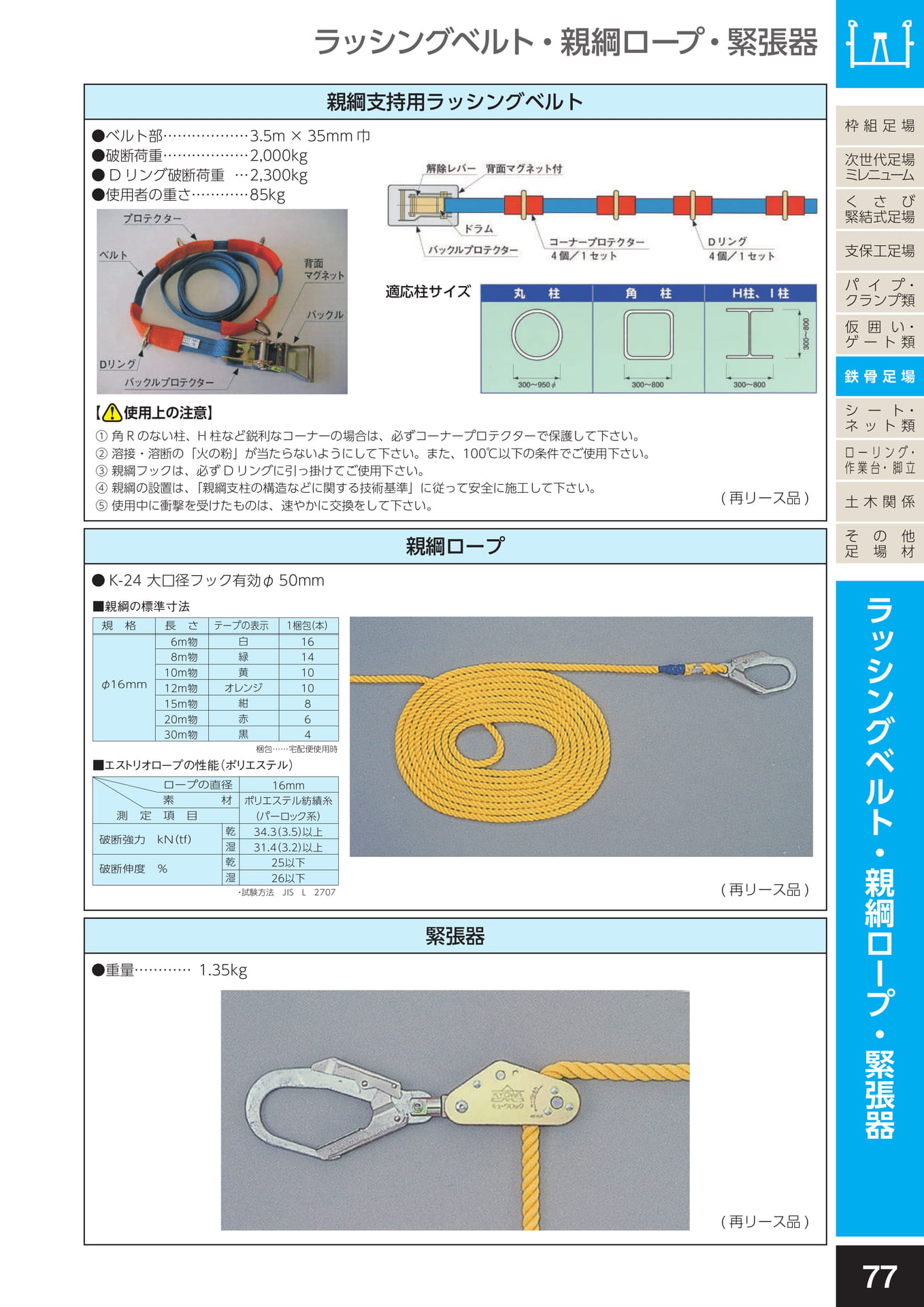 鉄骨足場/ラッシングベルト・親綱ロープ・緊張器(81ページ目)