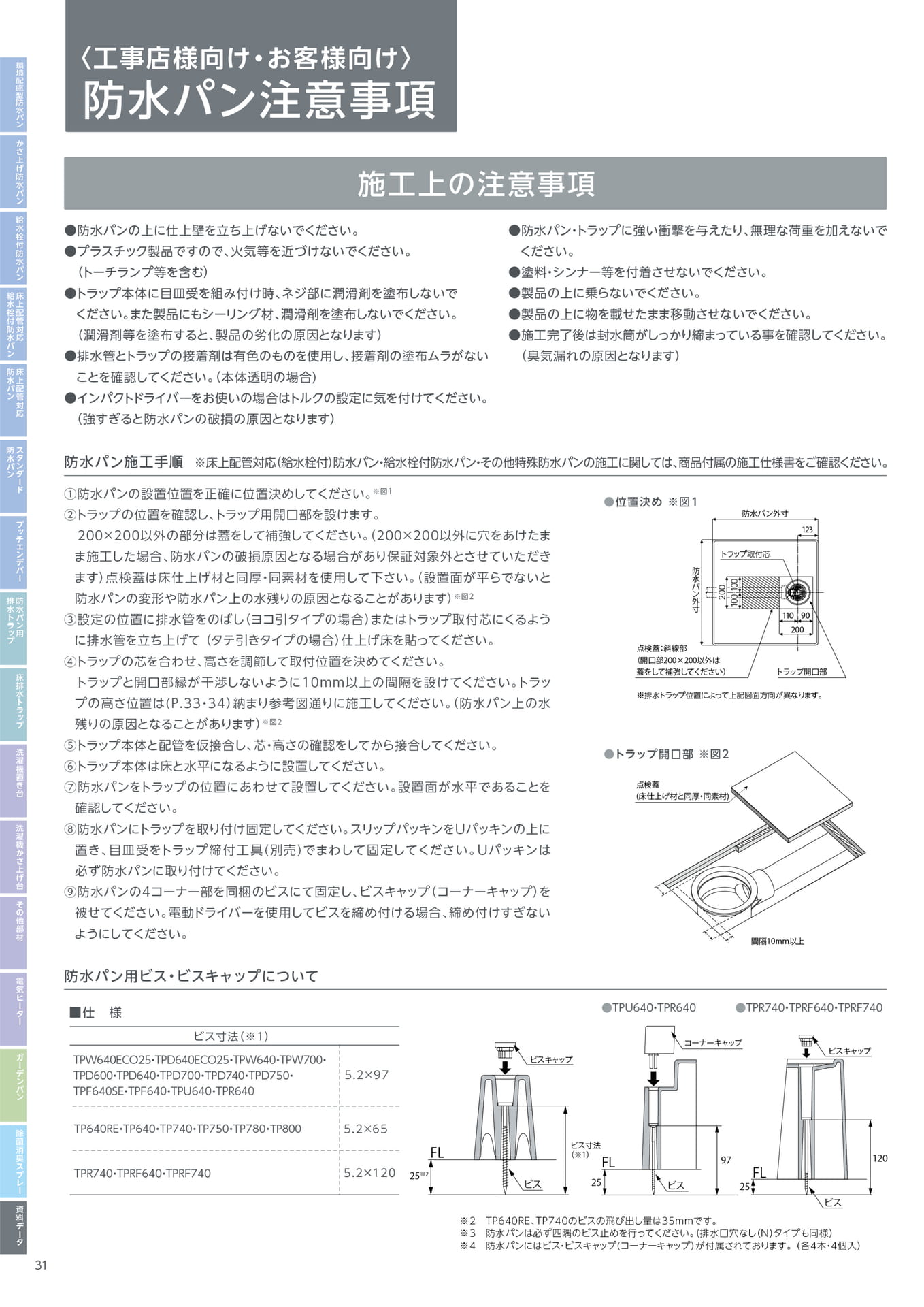 テクノテック 防水パン注意事項（32ページ目）