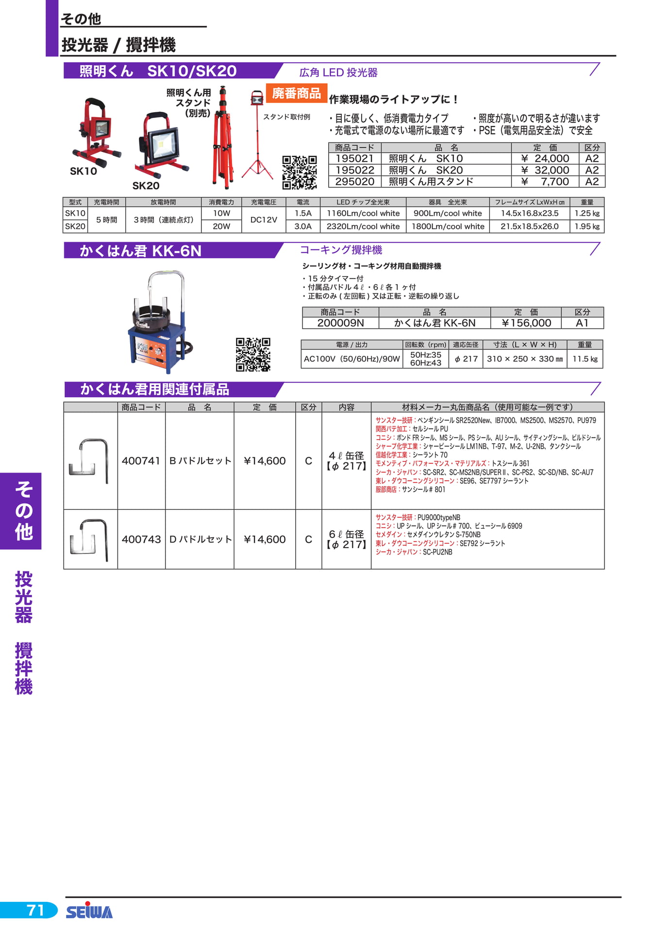 投光器・攪拌機(92ページ目)