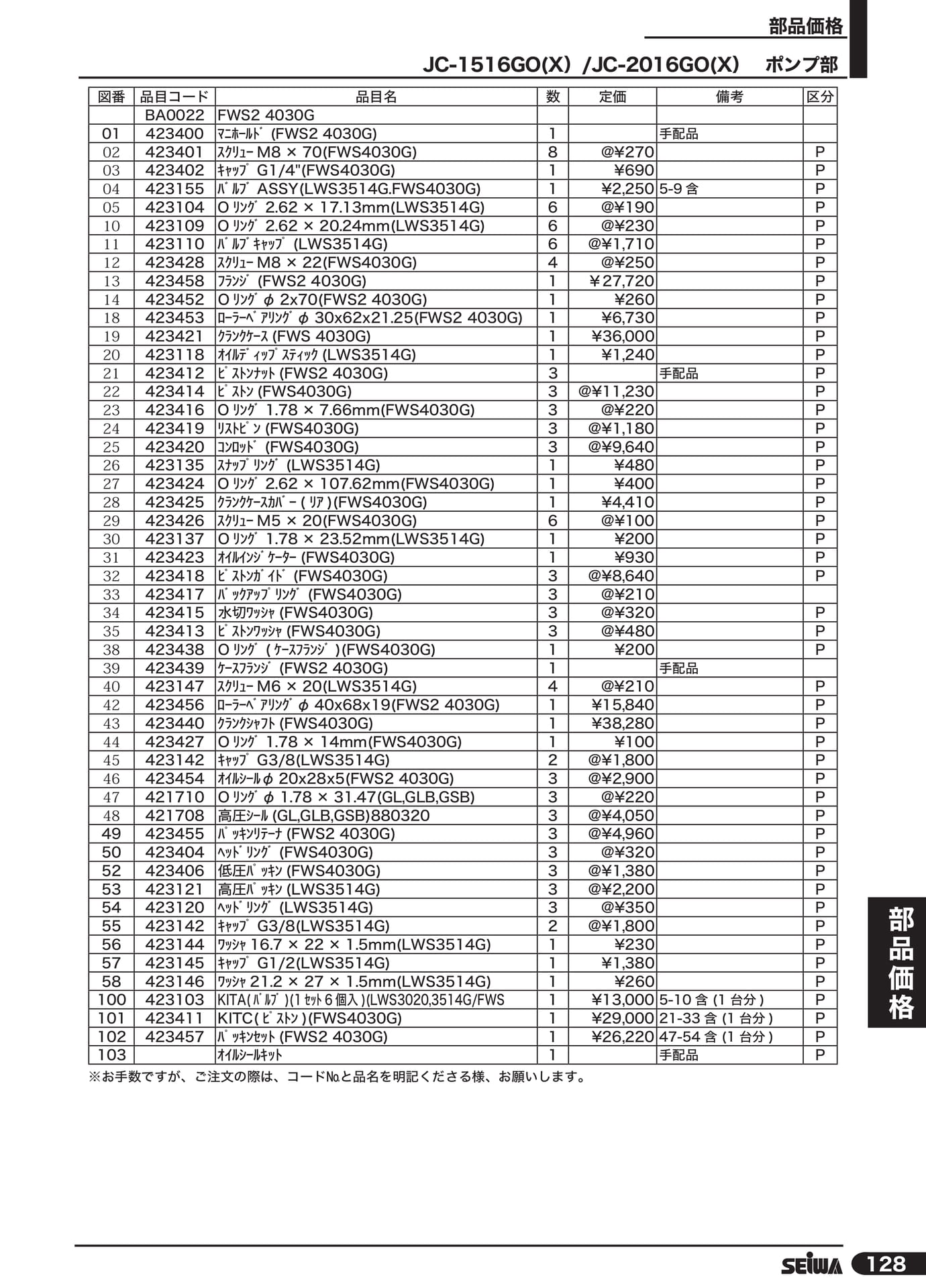 JC-1516GO ポンプ部(149ページ目)