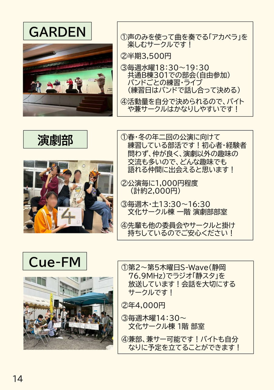 部活動・サークル紹介(14ページ目)
