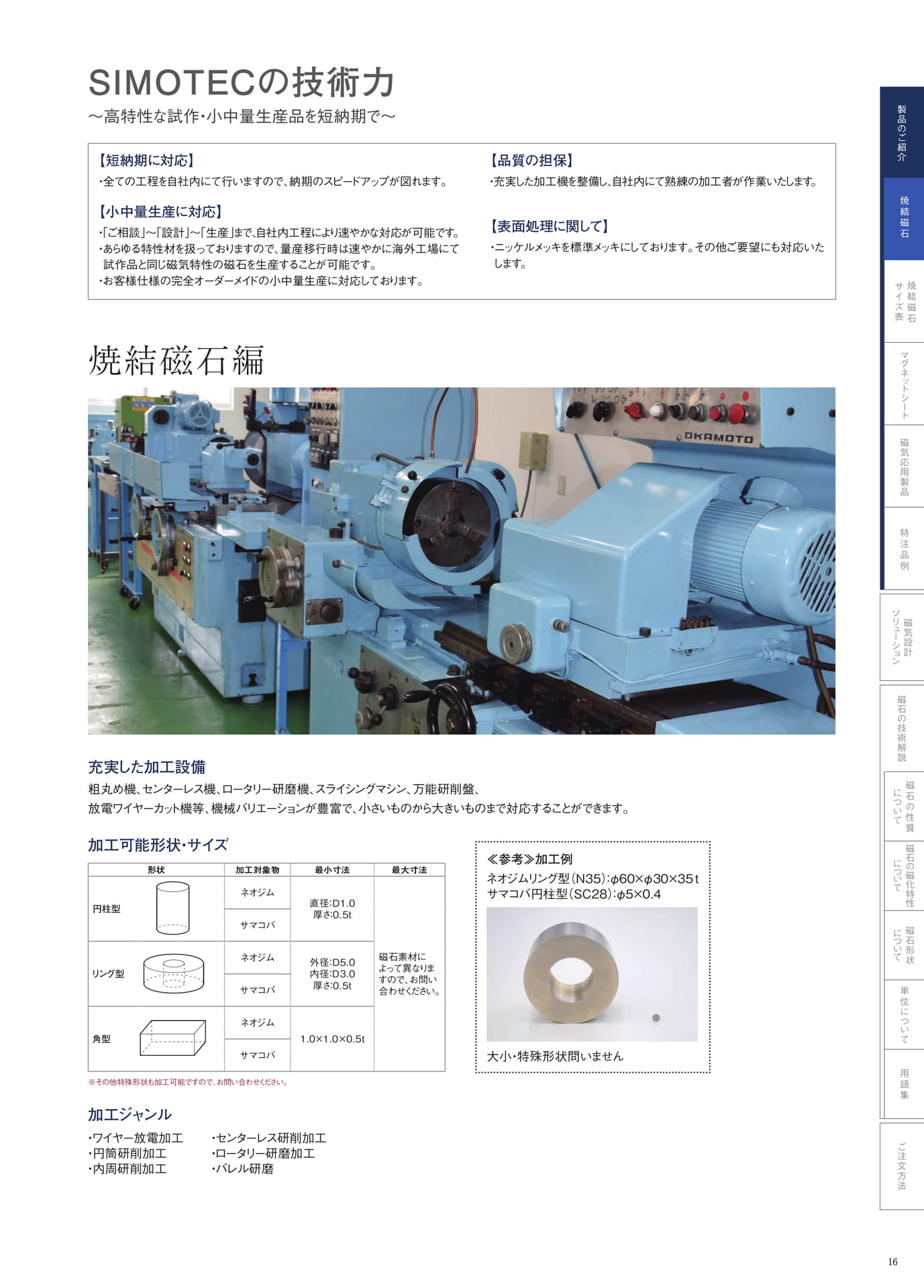 P.16　SIMOTECの技術力　焼結磁石編（17ページ目）