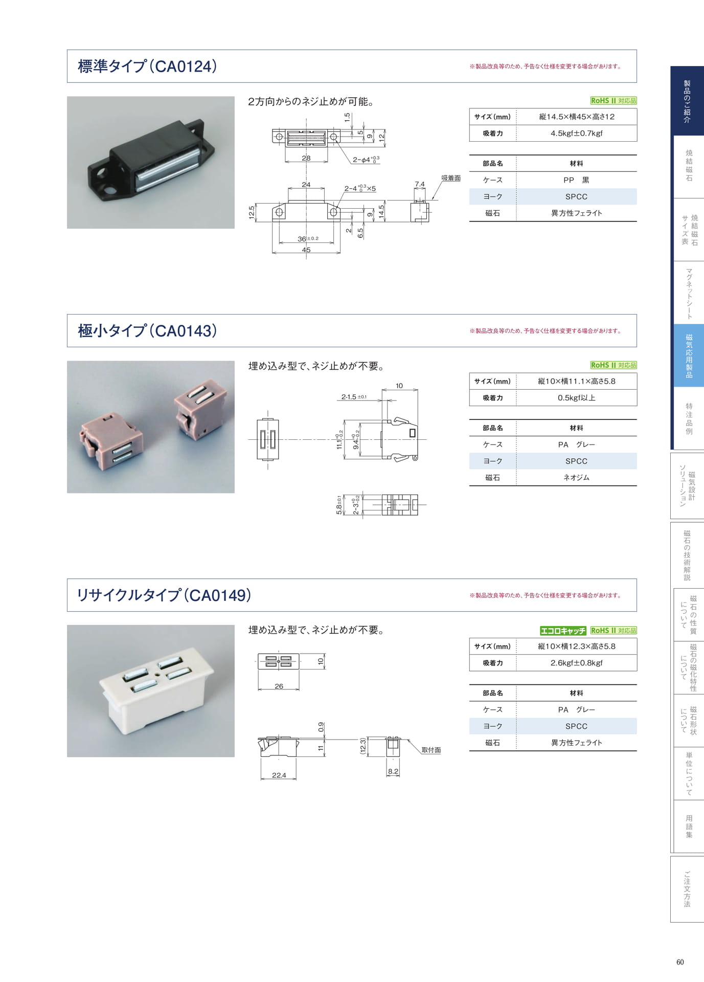 P.60　マグネットキャッチ　ラインナップ①（61ページ目）