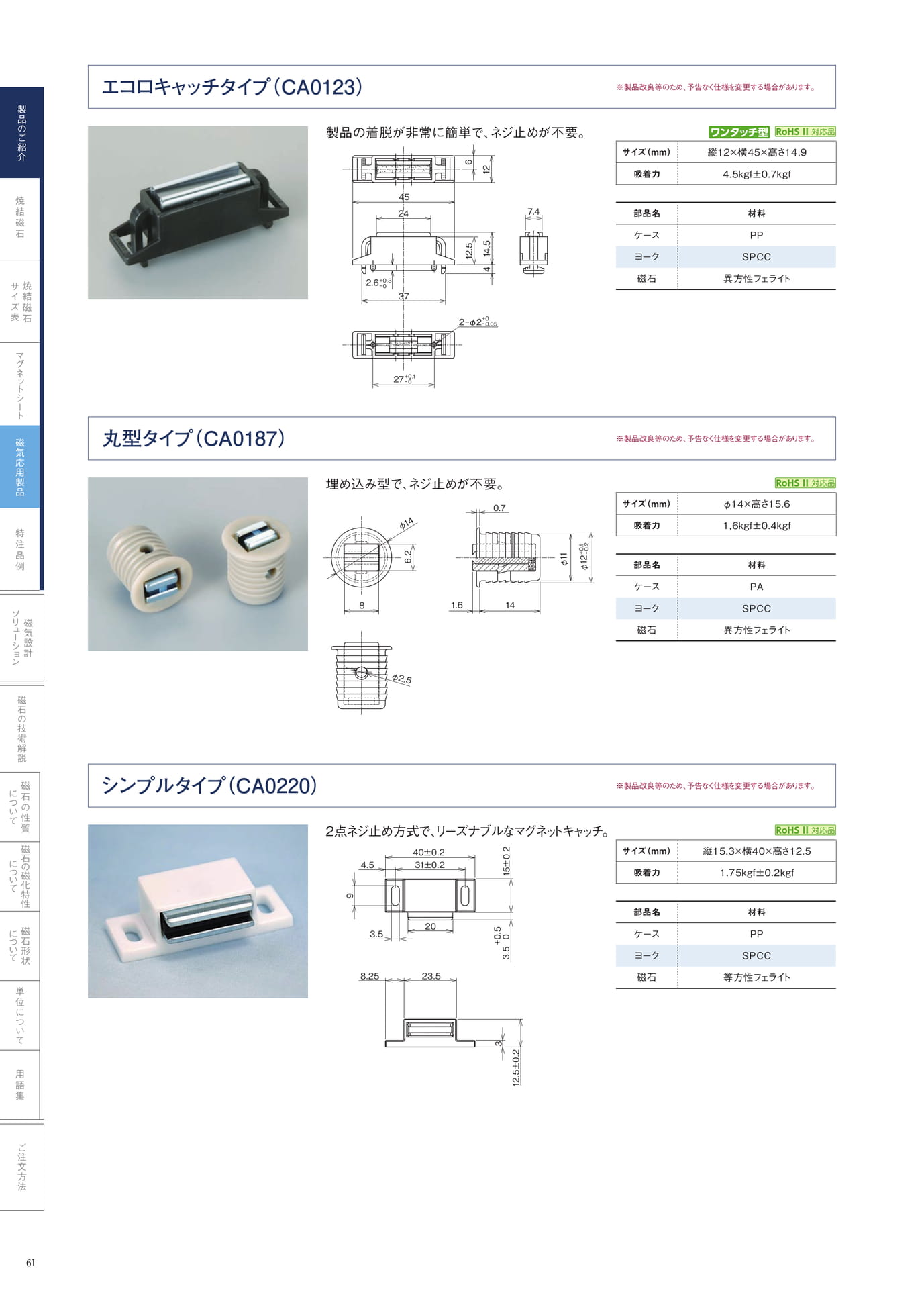 P.61　マグネットキャッチ　ラインナップ②（62ページ目）