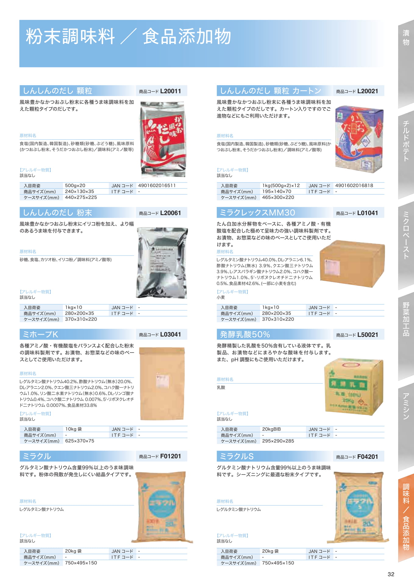 調味料／食品添加物（33ページ目）