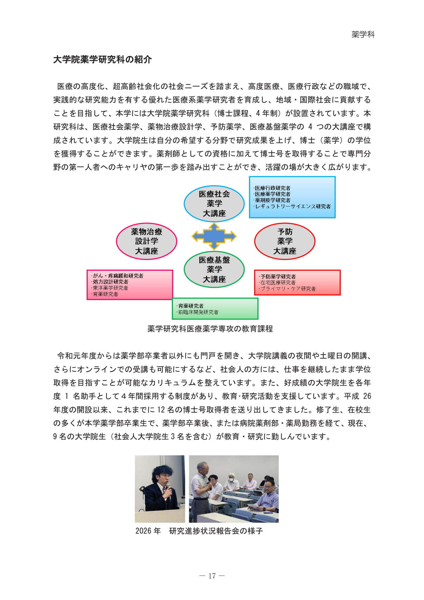 大学院薬学研究科の紹介（21ページ目）