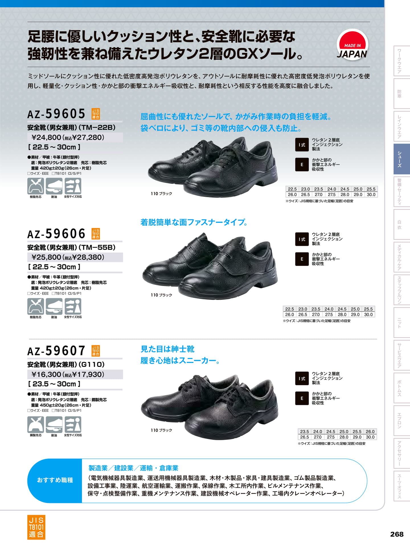 GXソール安全靴(269ページ目)