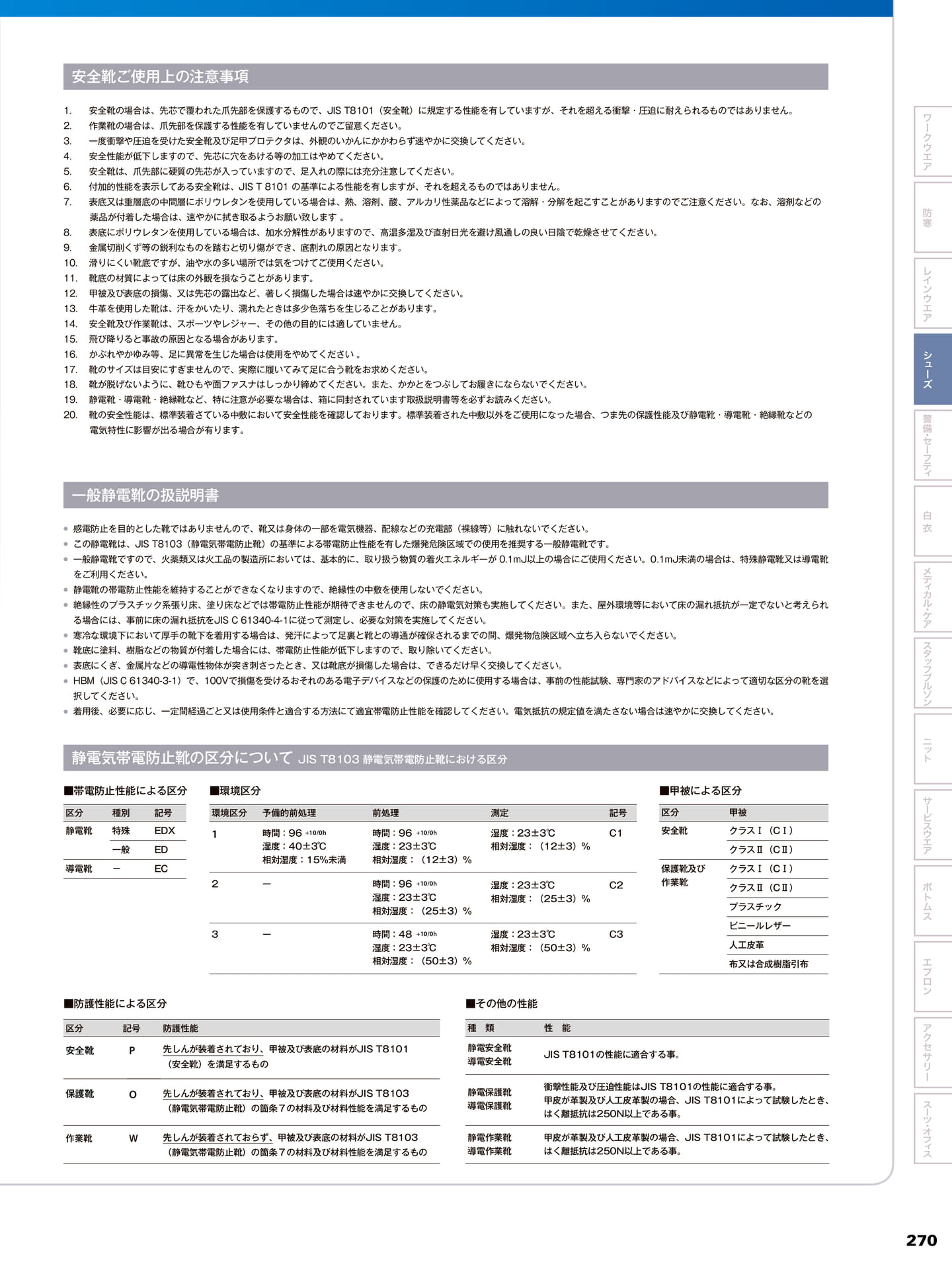 安全靴ご使用上の注意事項(271ページ目)