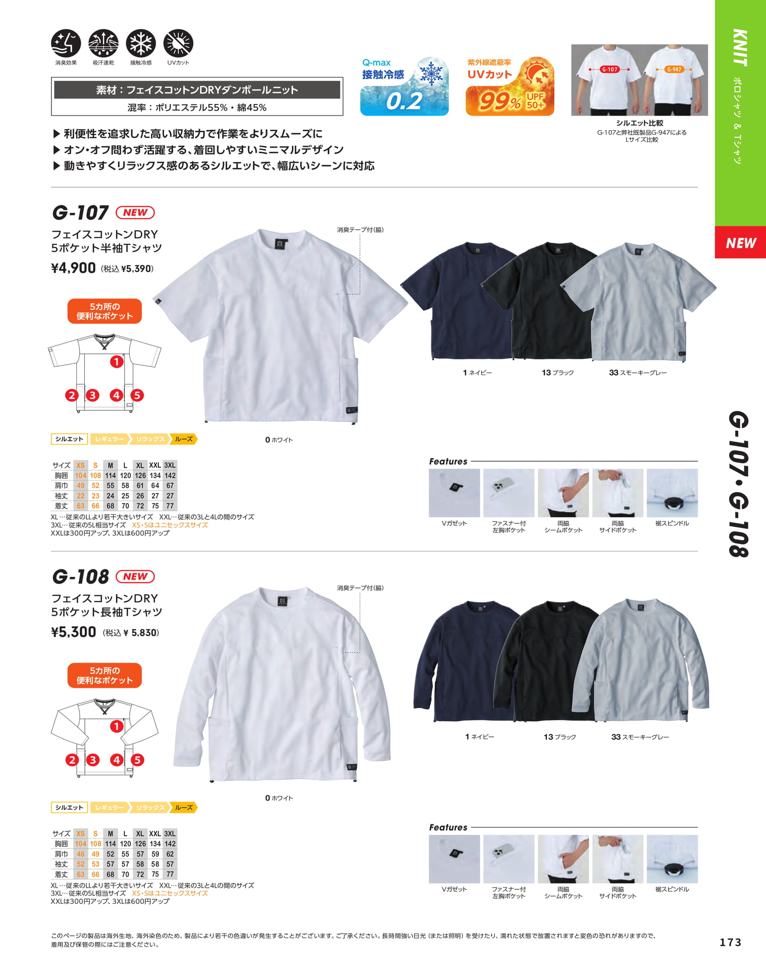 フェイスコットン5ポケットTシャツ(175ページ目)