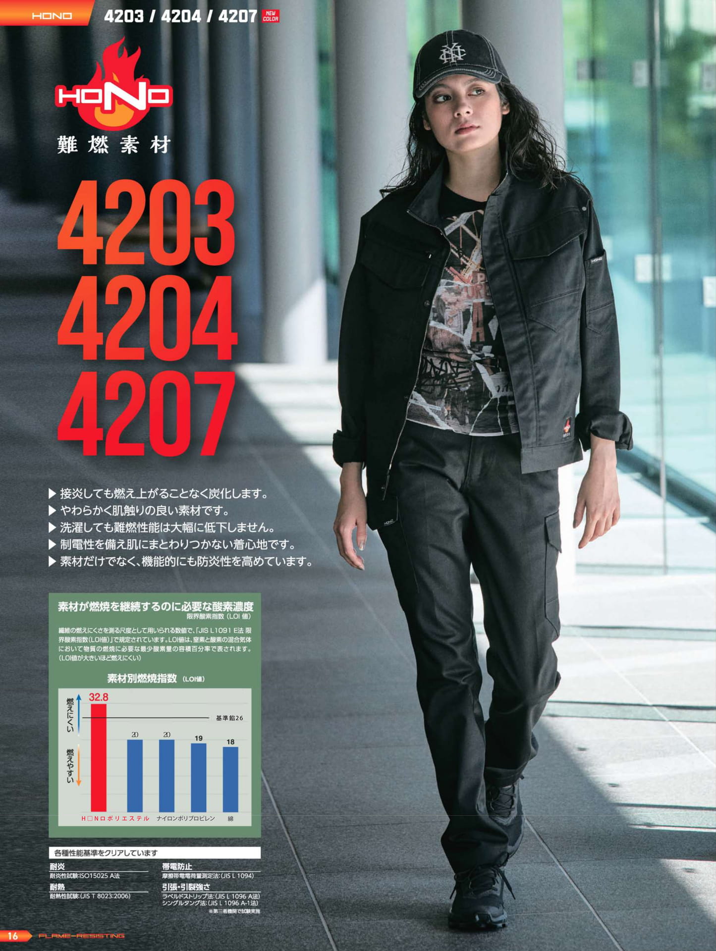 4203/4204/4207 難燃素材特徴(18ページ目)