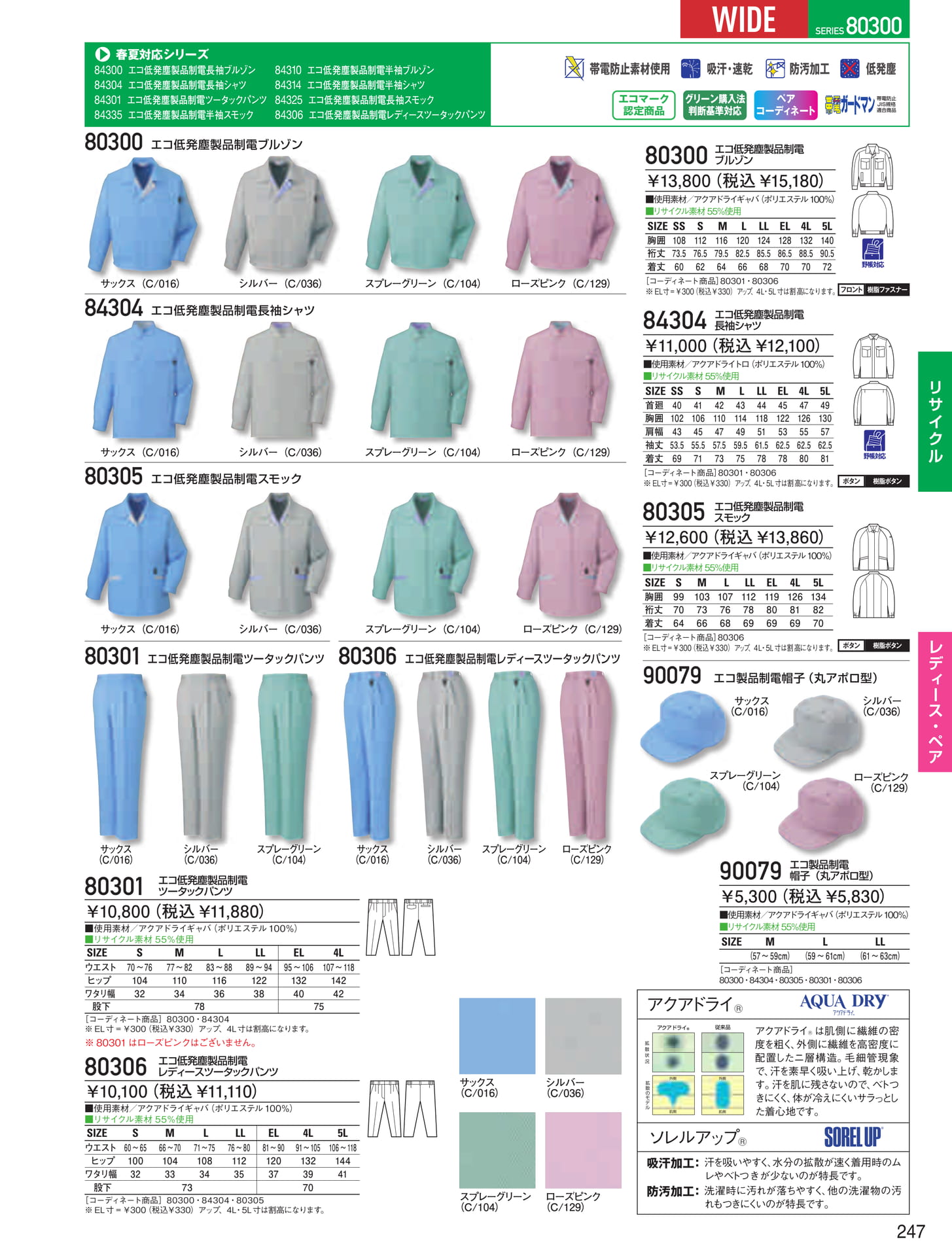 エコ低発塵製品制電シャツ(247ページ目)