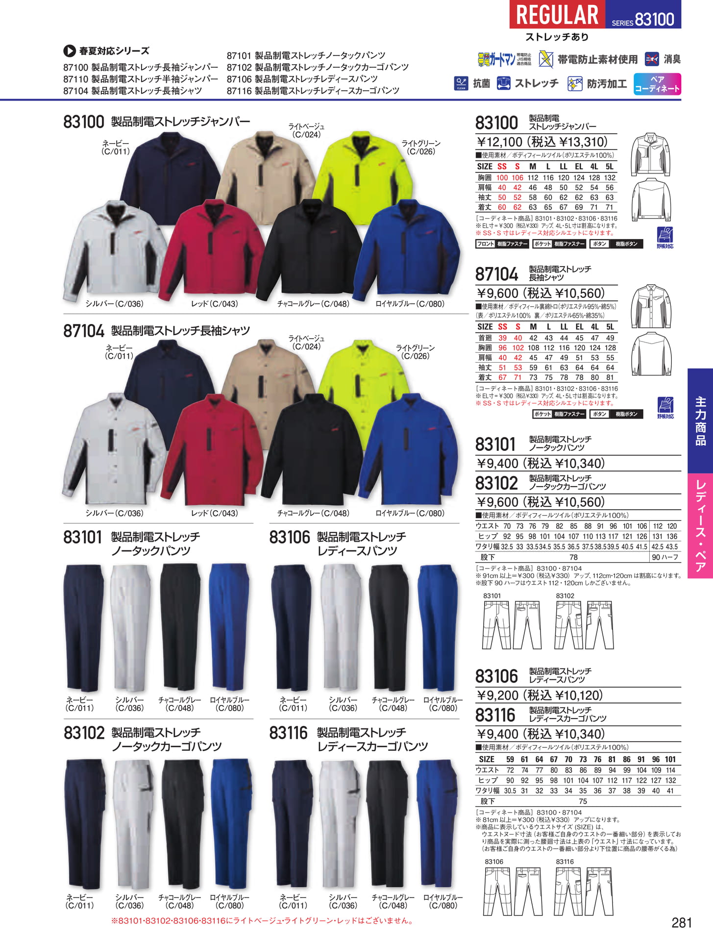 製品制電ストレッチジャンパー(281ページ目)