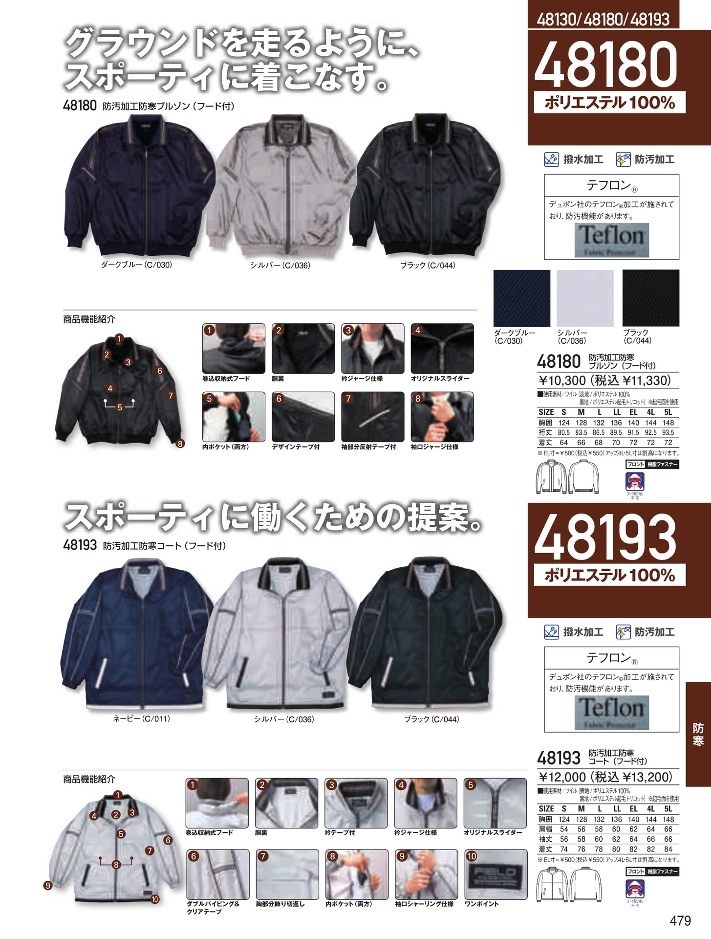 防汚加工防寒ブルゾン・コート(479ページ目)