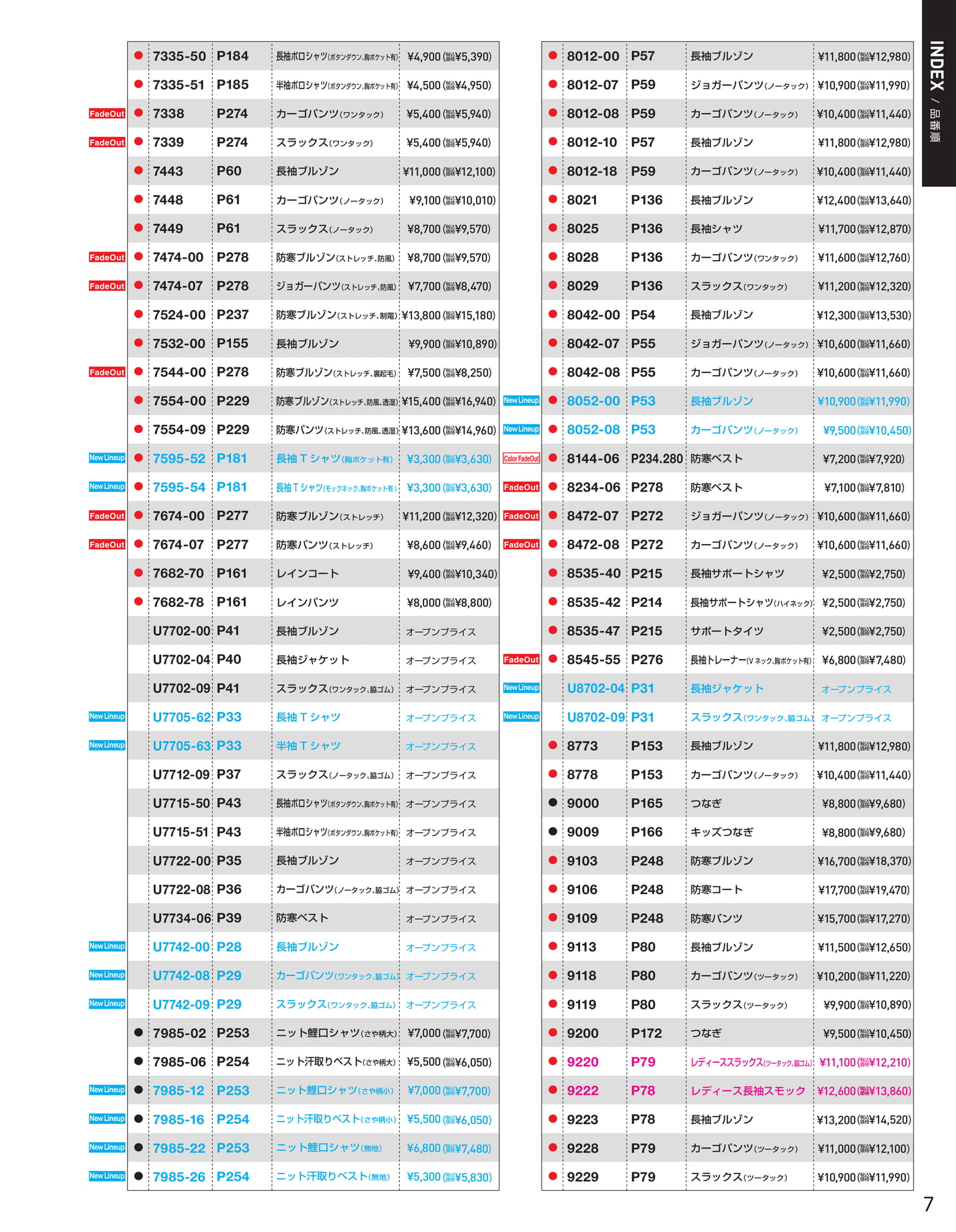 INDEX / 品番順(9ページ目)