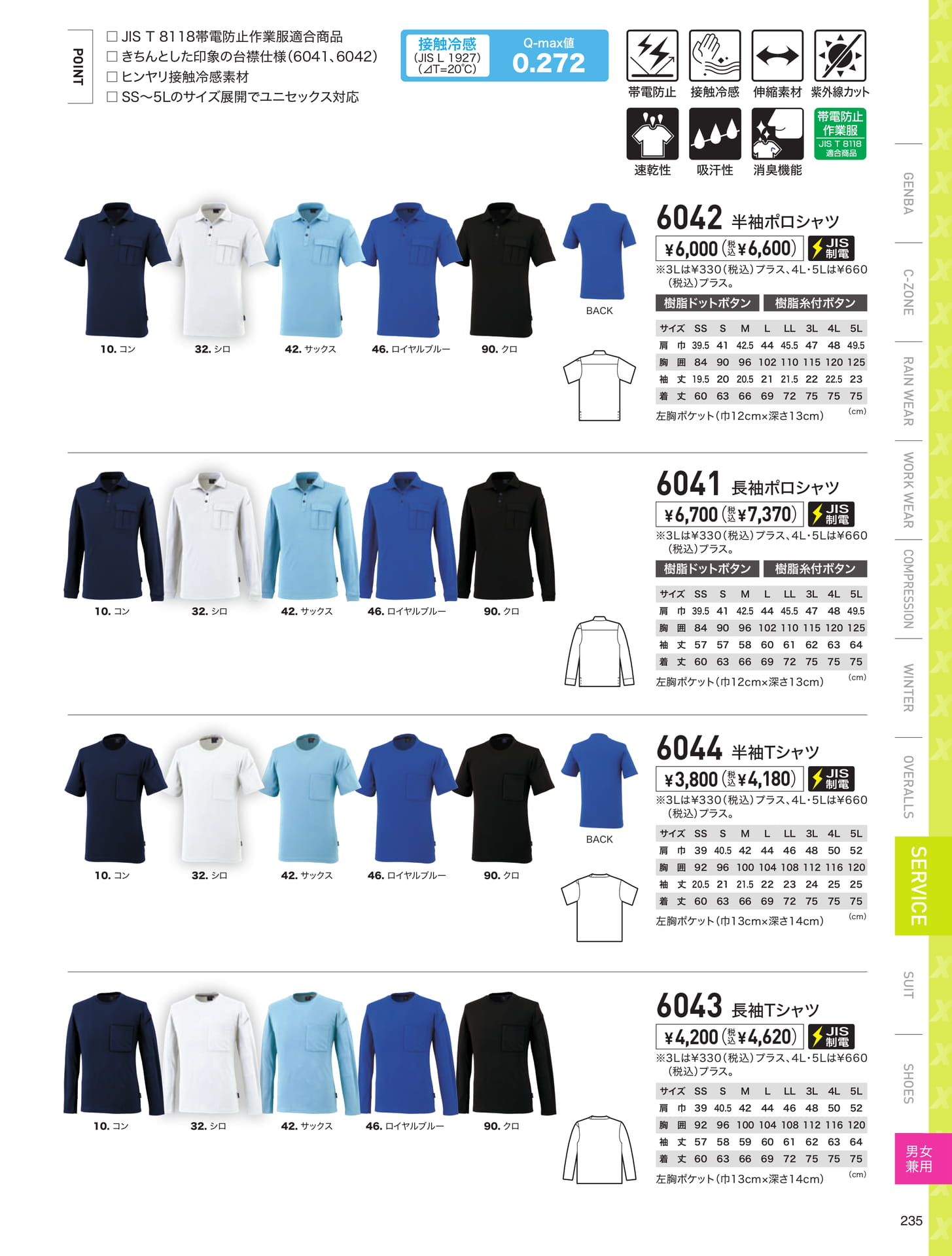 JIS制電ポロシャツ・Tシャツ（235ページ目）