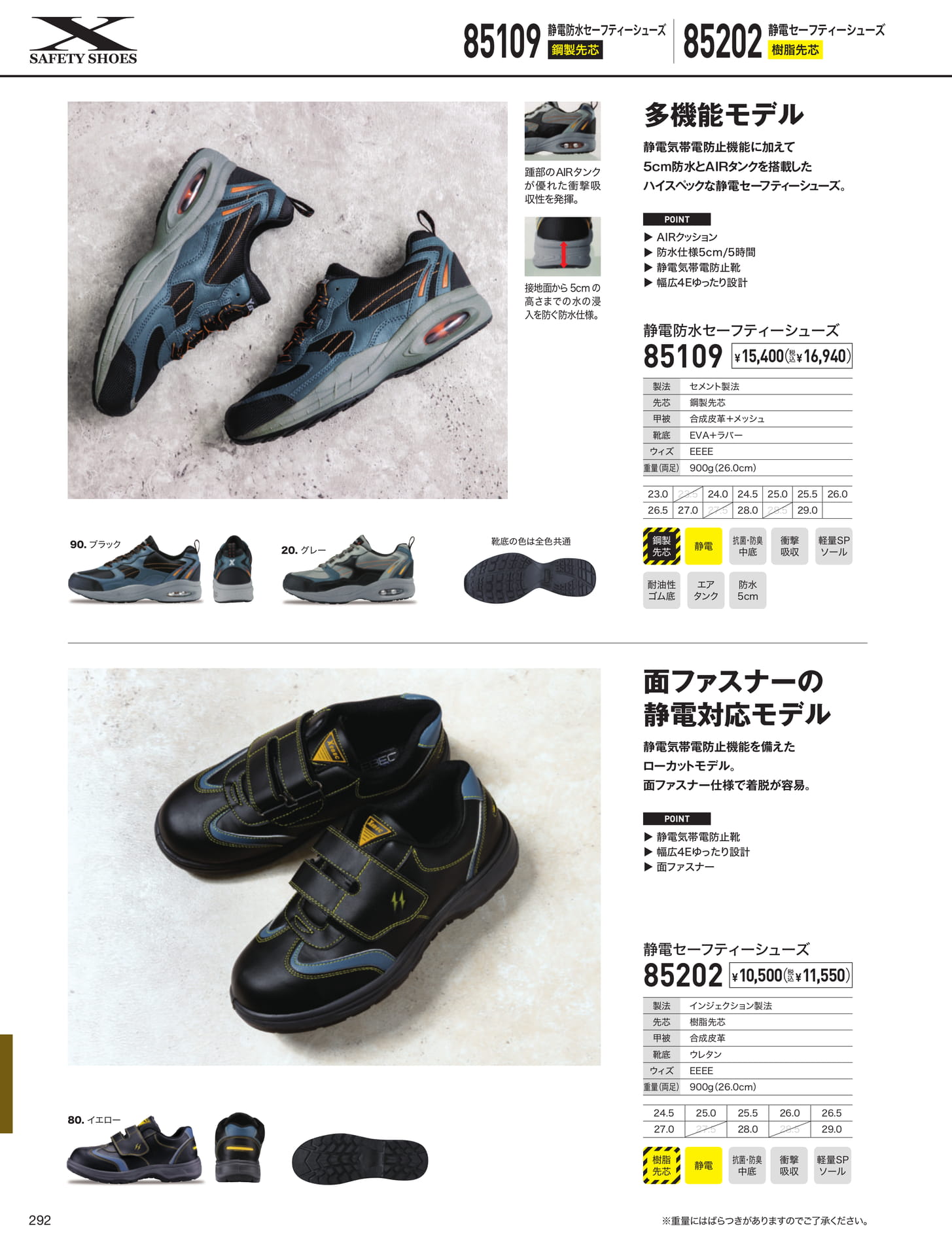 防水静電セーフティーシューズ（292ページ目）