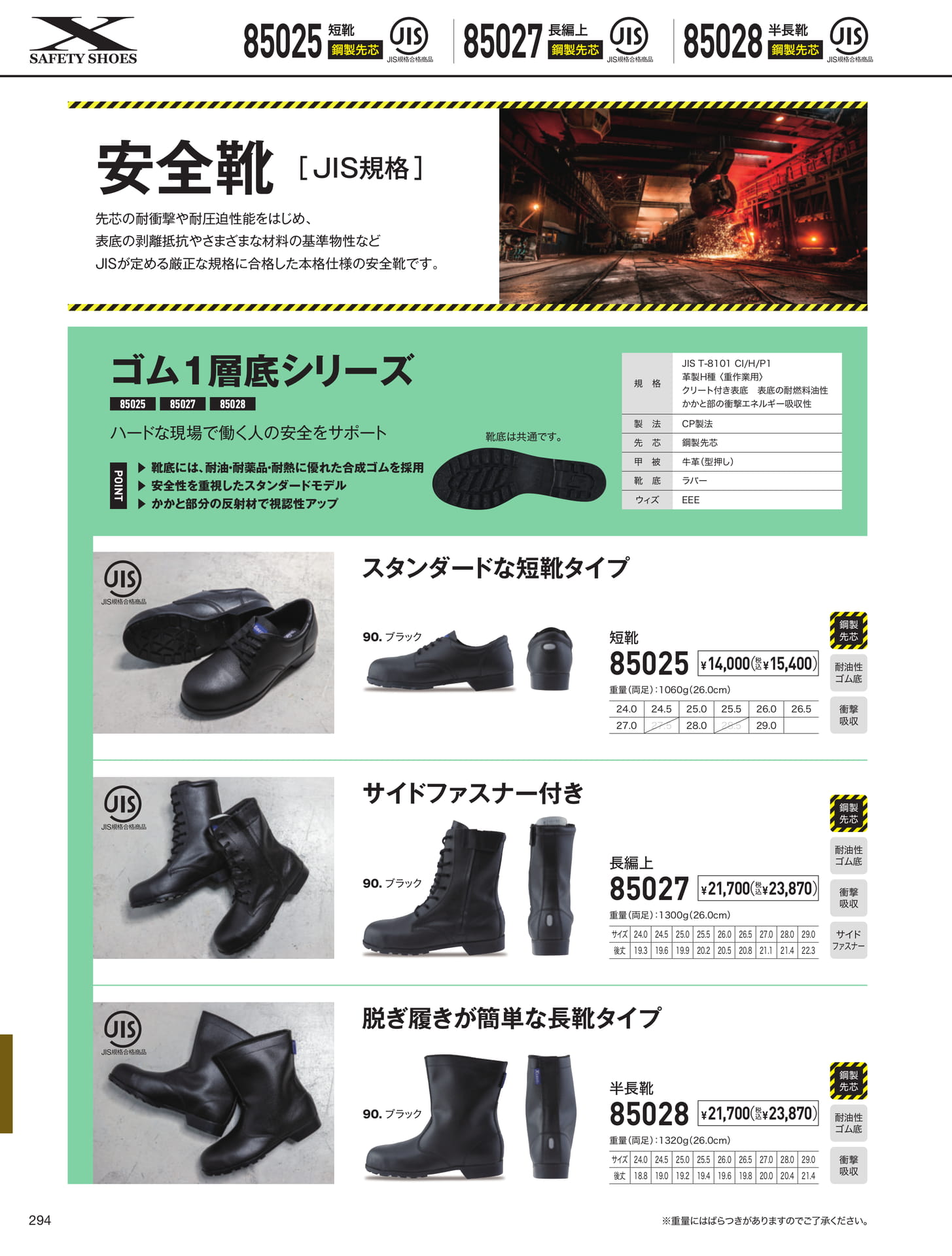 安全靴(JIS規格ゴム1層底)（294ページ目）