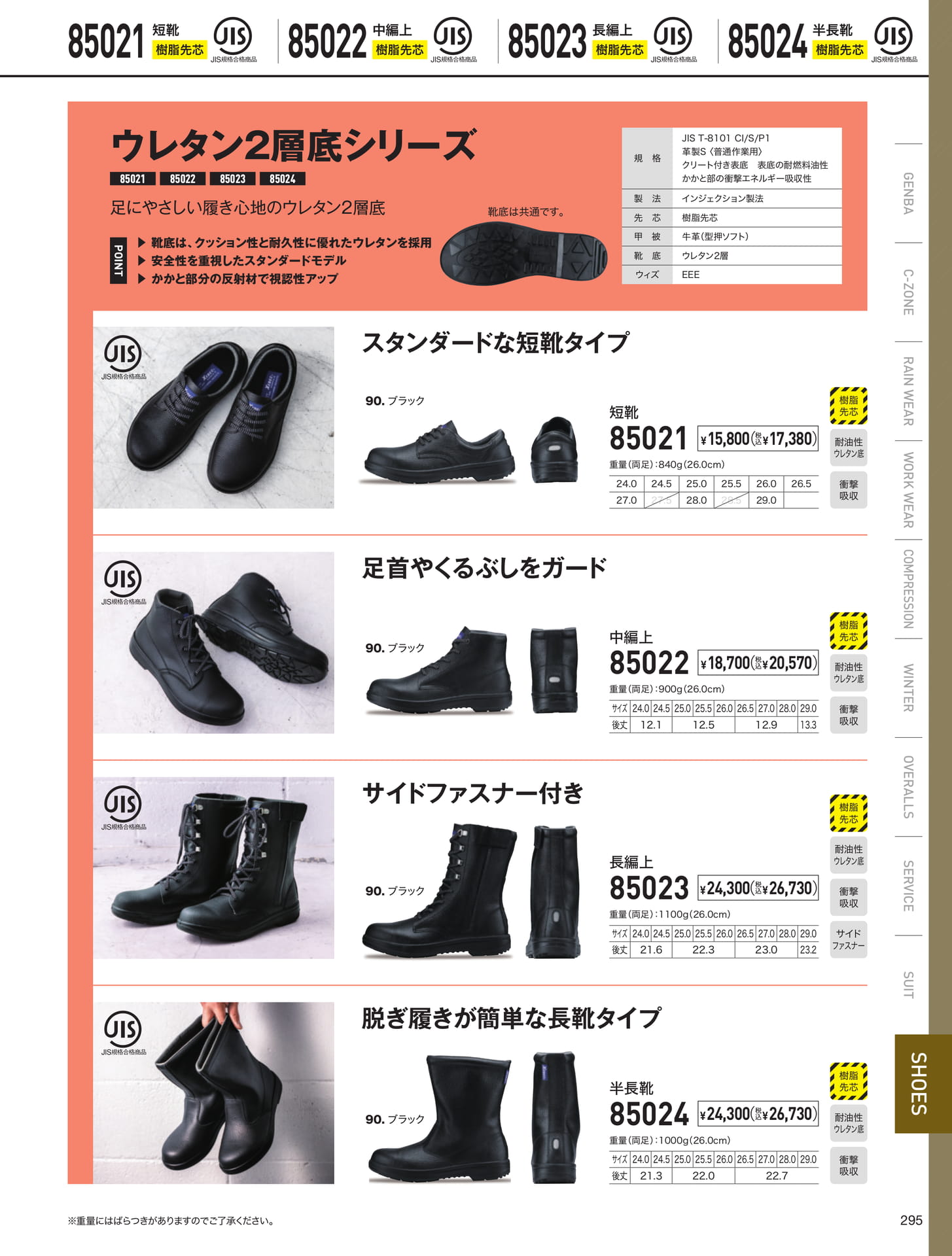 安全靴(JIS規格ウレタン2層底)（295ページ目）