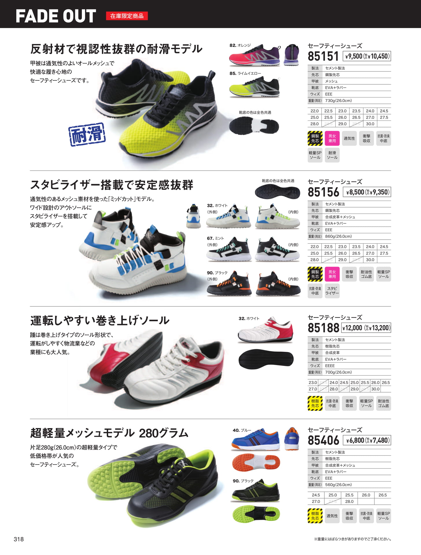 セーフティーシューズ（318ページ目）