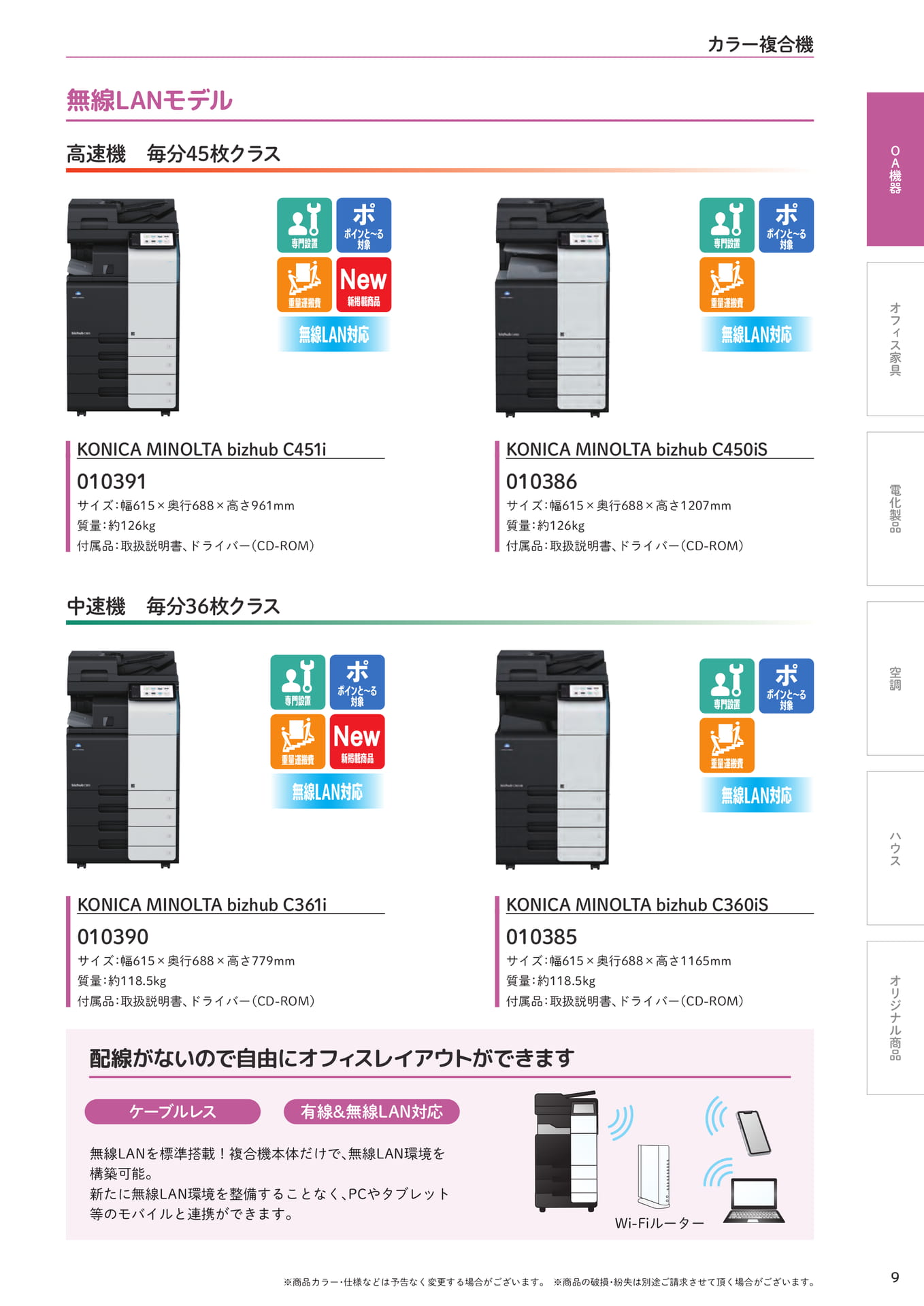 カラー複合機 無線LANモデル(9ページ目)
