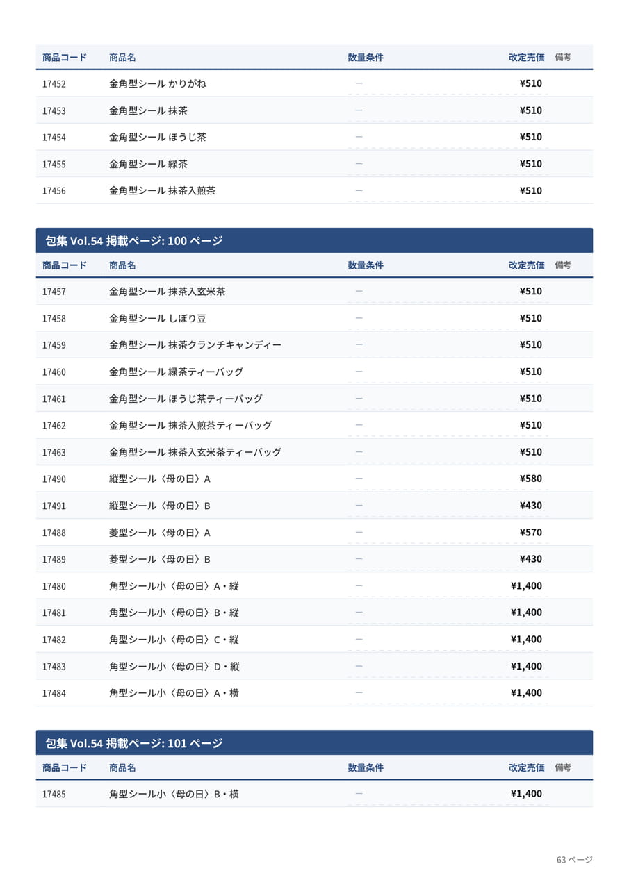 金角型シール・母の日シール(63ページ目)