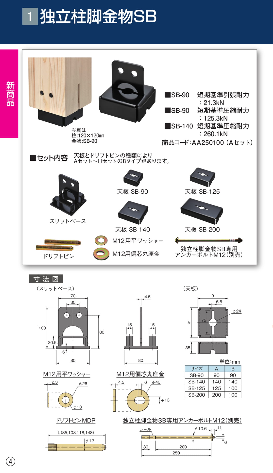 独立柱脚金物 SB（6ページ目）