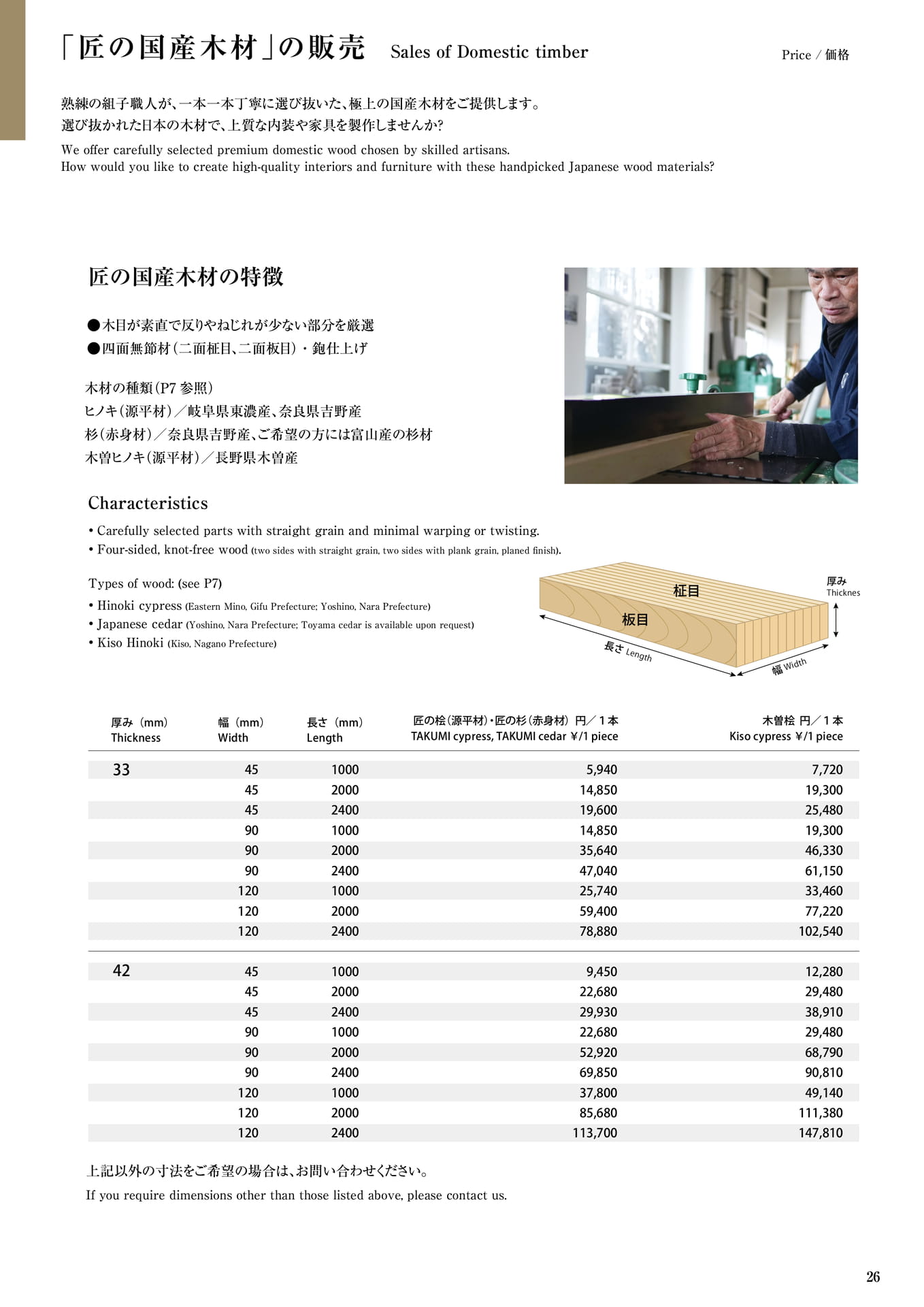 匠の国産木材 タニハタ総合カタログ価格表 26 組子細工(27ページ目)