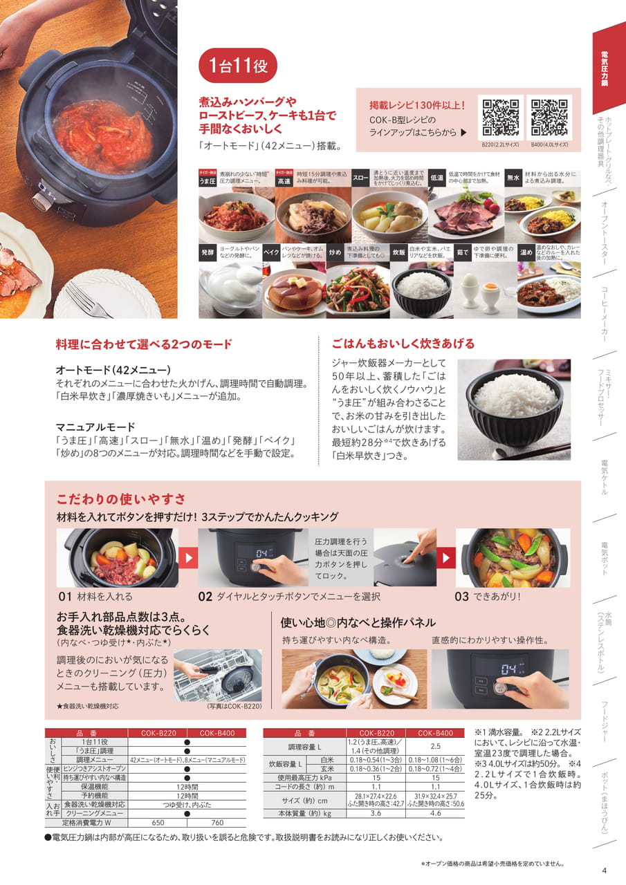 電気圧力鍋の機能と特長(5ページ目)