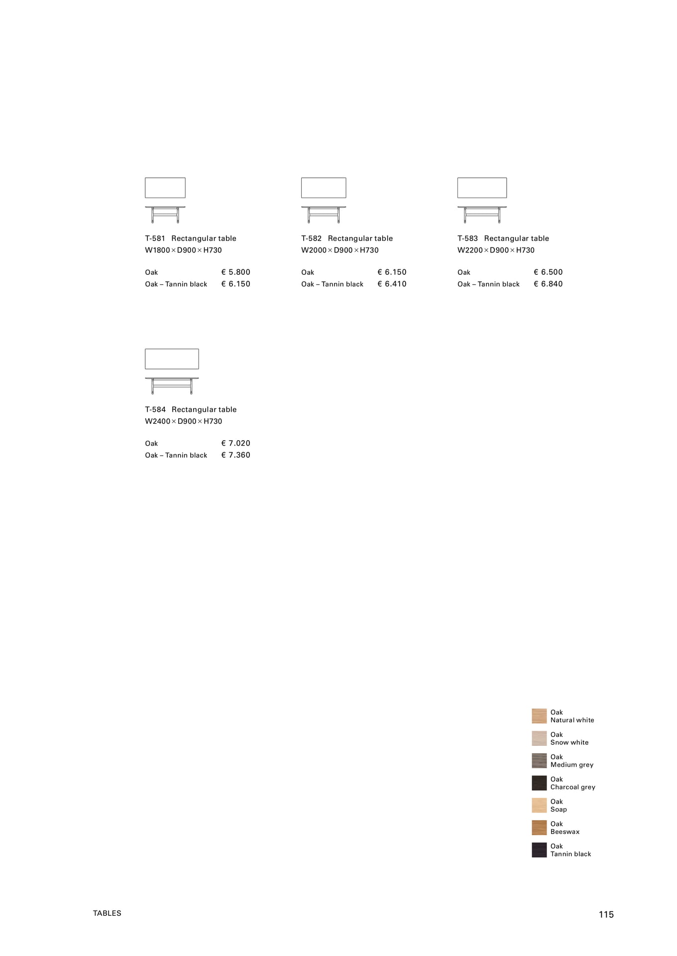 Rectangular table T-581-584（117ページ目）