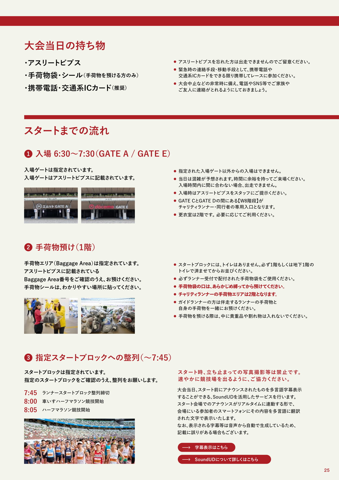 大会当日の持ち物 / スタートまでの流れ(25ページ目)