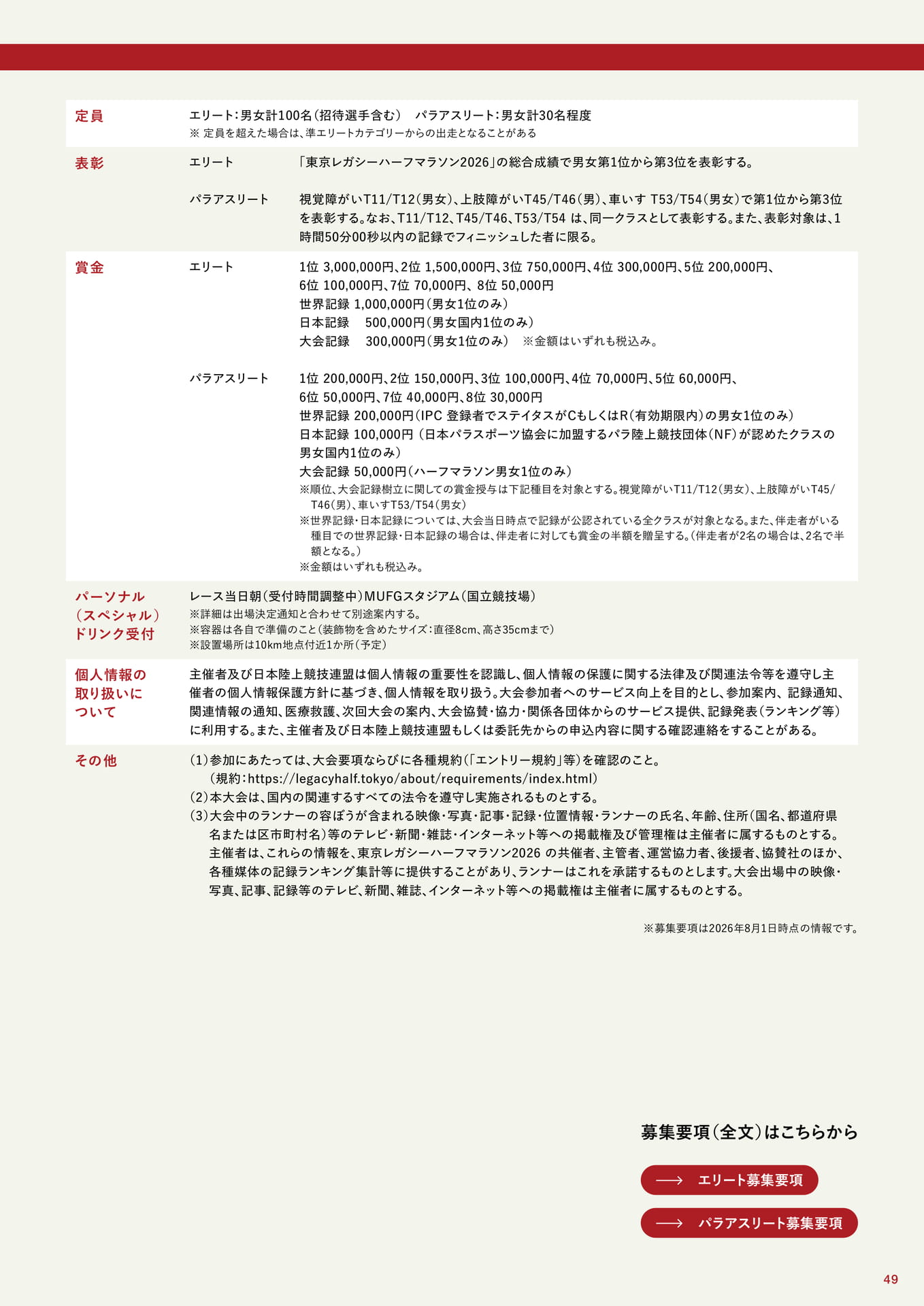 エリート・パラアスリート募集要項(抜粋)(49ページ目)