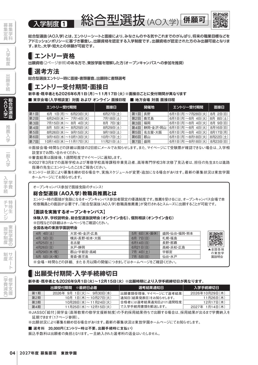 入学制度① 総合型選抜（AO入学）（6ページ目）