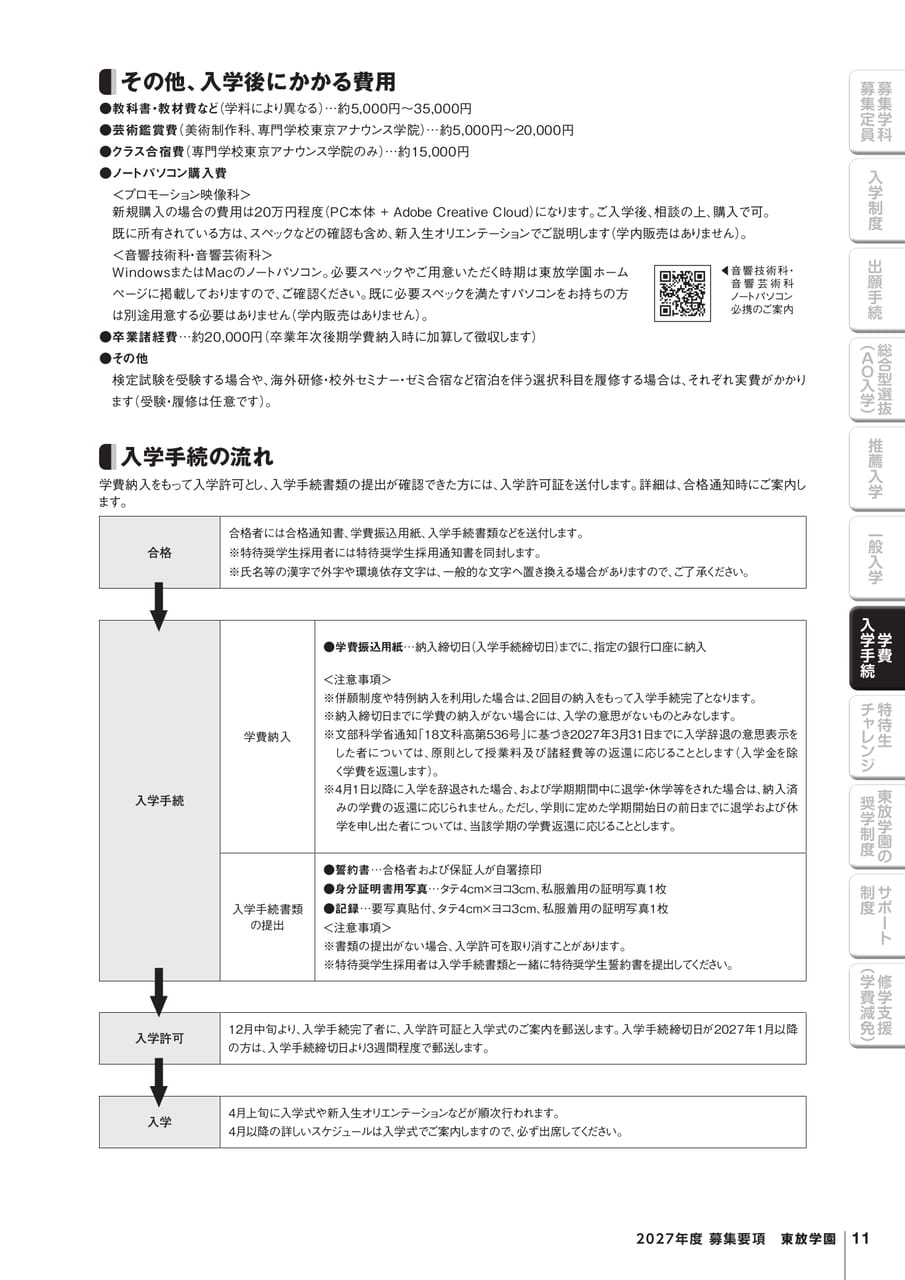 学費・入学手続（13ページ目）