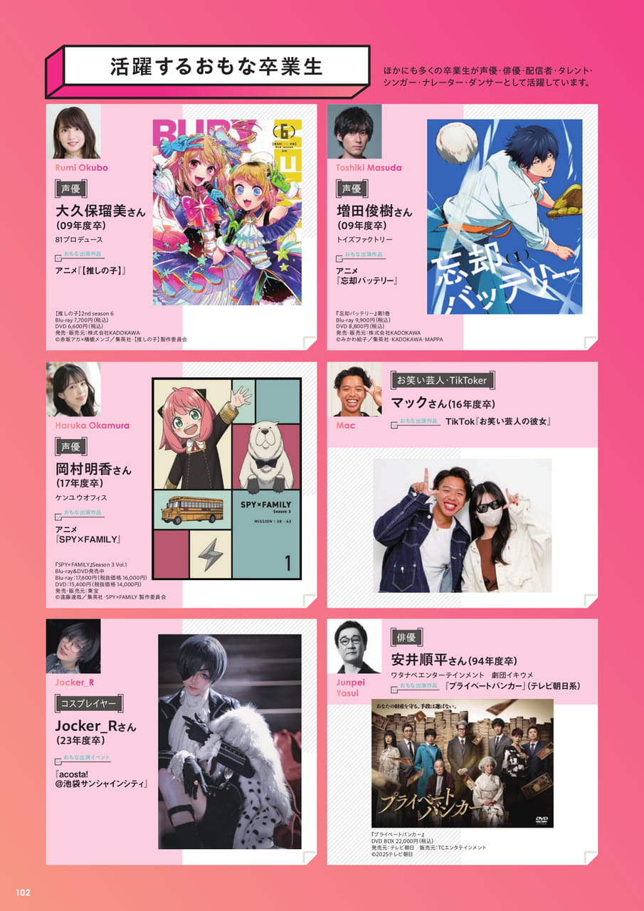おもな卒業生（104ページ目）