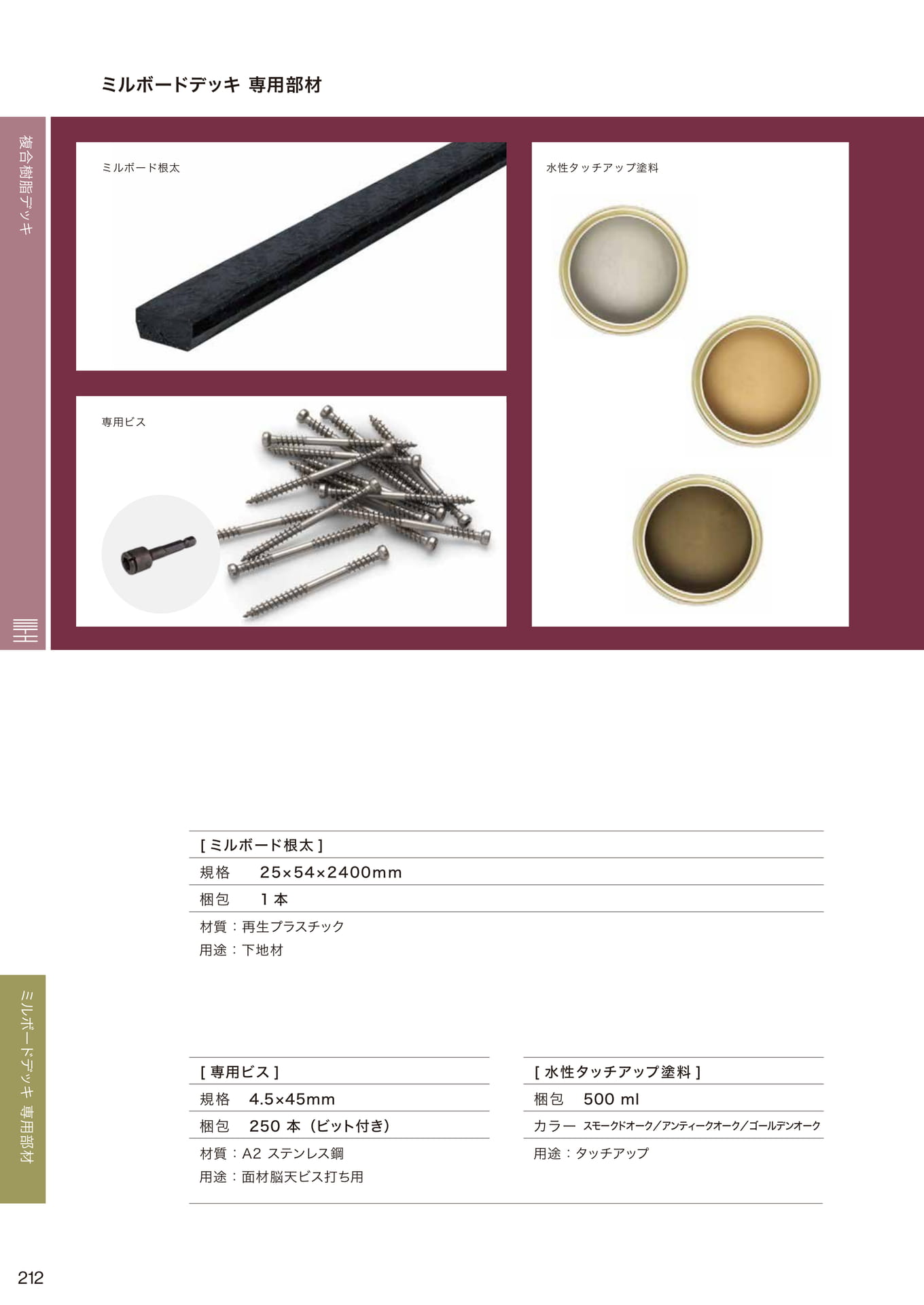 ミルボードデッキ専用部材(212ページ目)