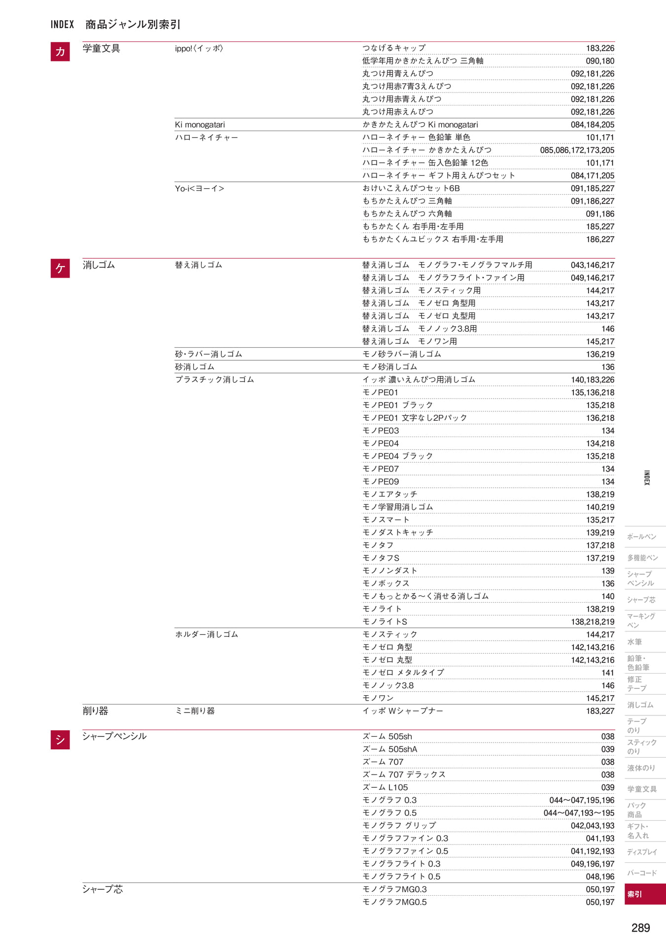 P289_商品ジャンル別索引(291ページ目)