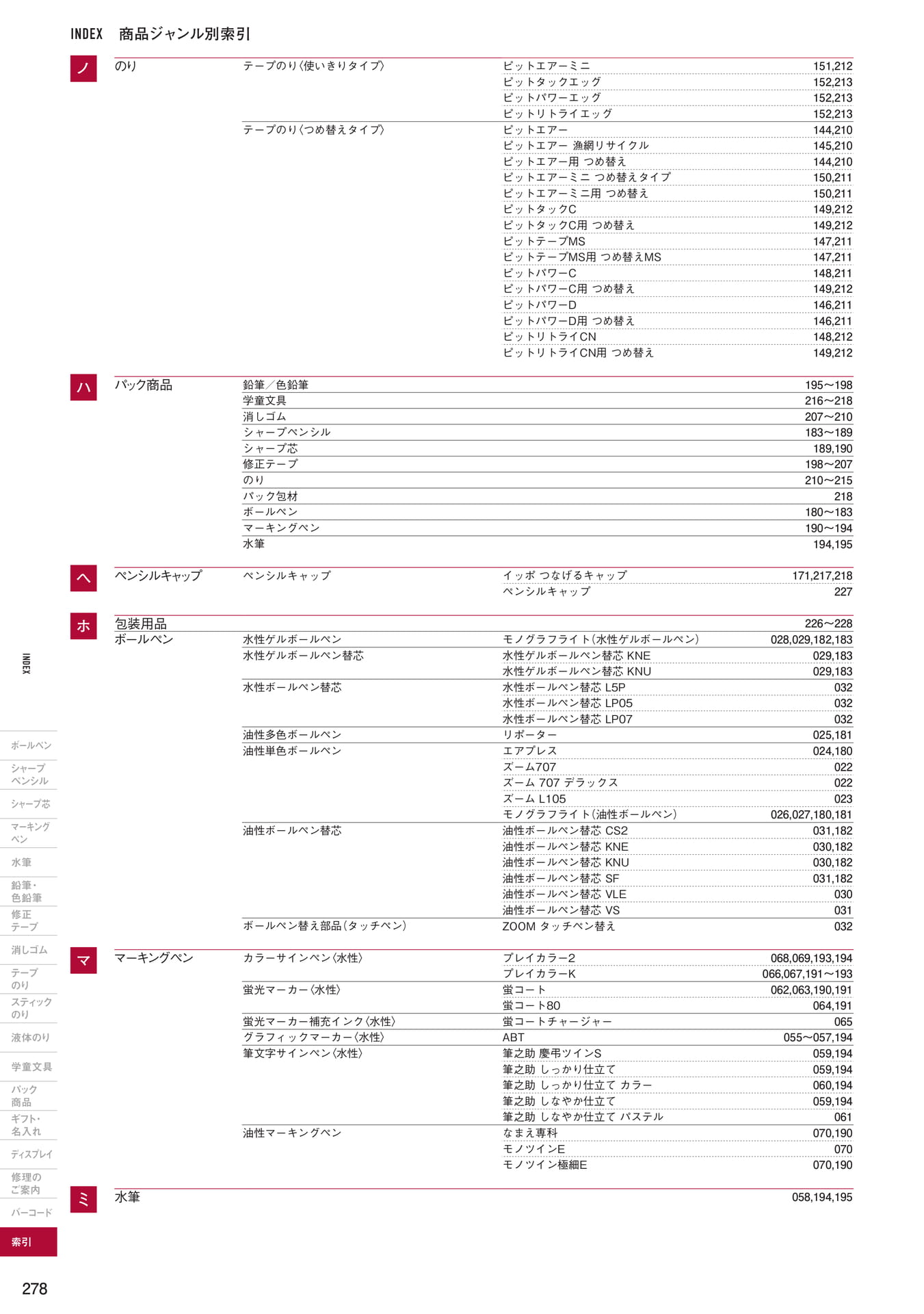 P278_商品ジャンル別索引(280ページ目)