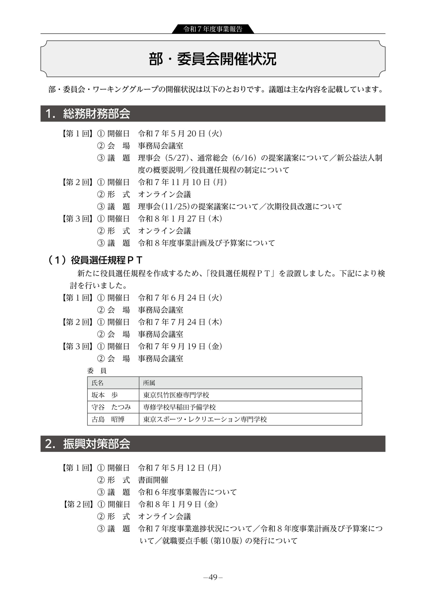 部・委員会開催状況(51ページ目)