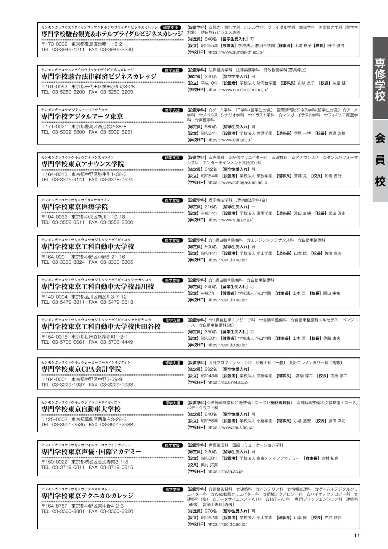 専修学校 会員校一覧(8)(13ページ目)