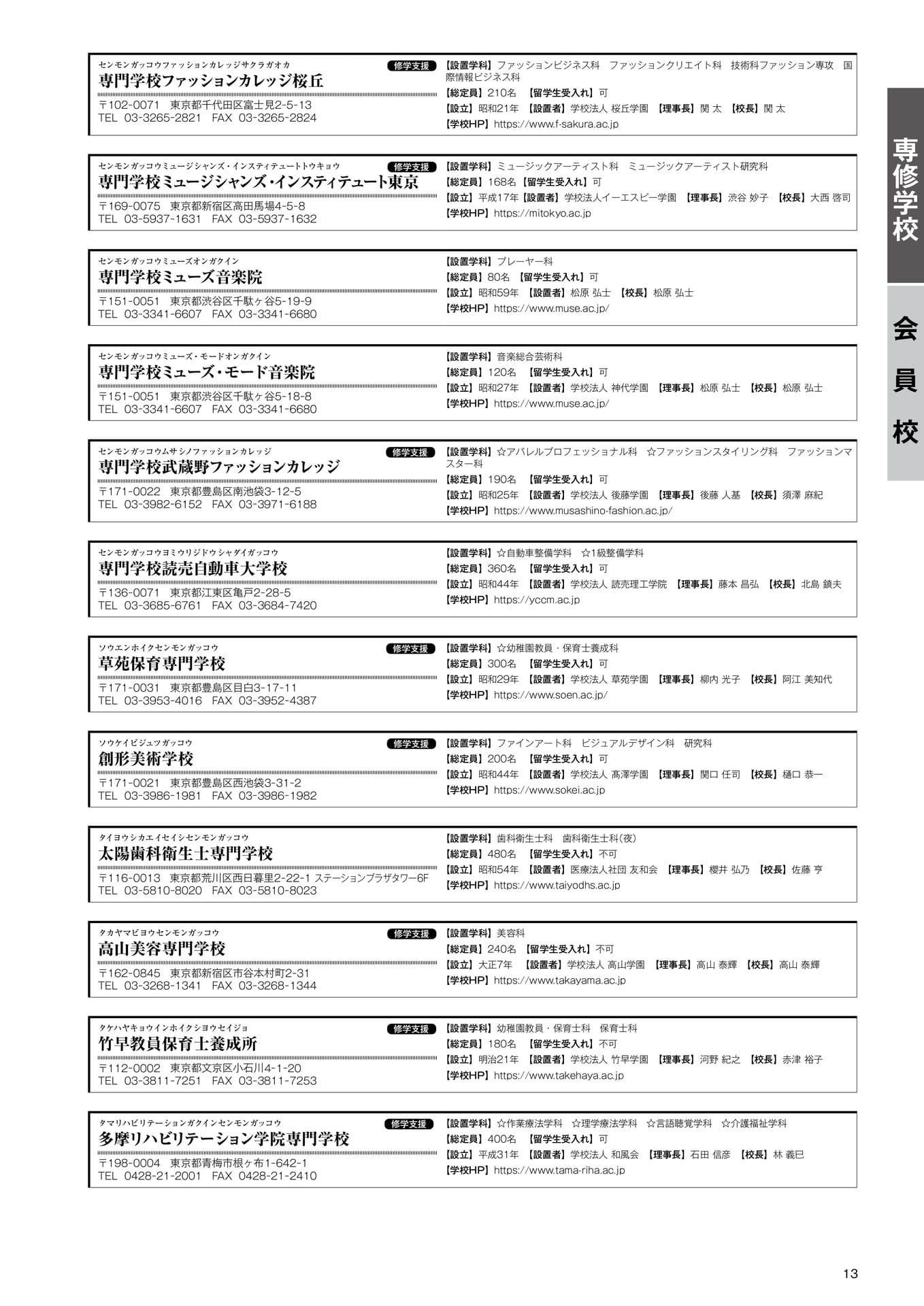 専修学校 会員校一覧(10)(15ページ目)