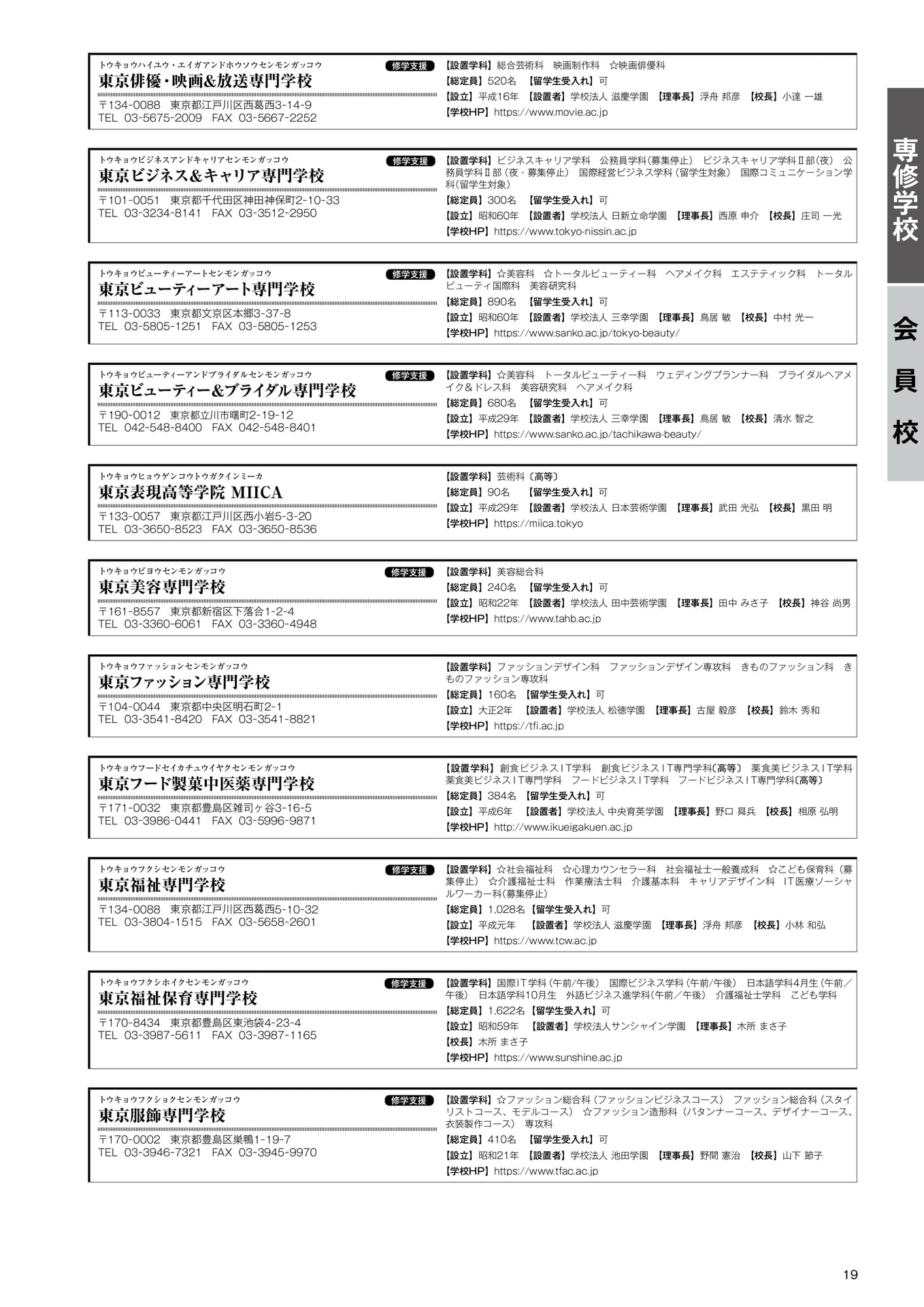 専修学校 会員校一覧(16)(21ページ目)