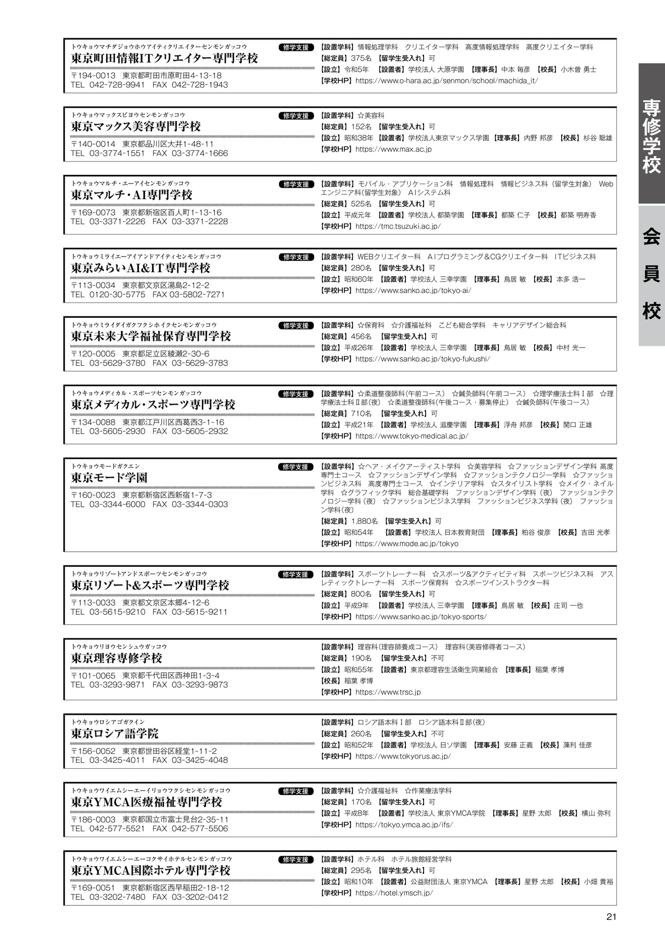 専修学校 会員校一覧(18)(23ページ目)