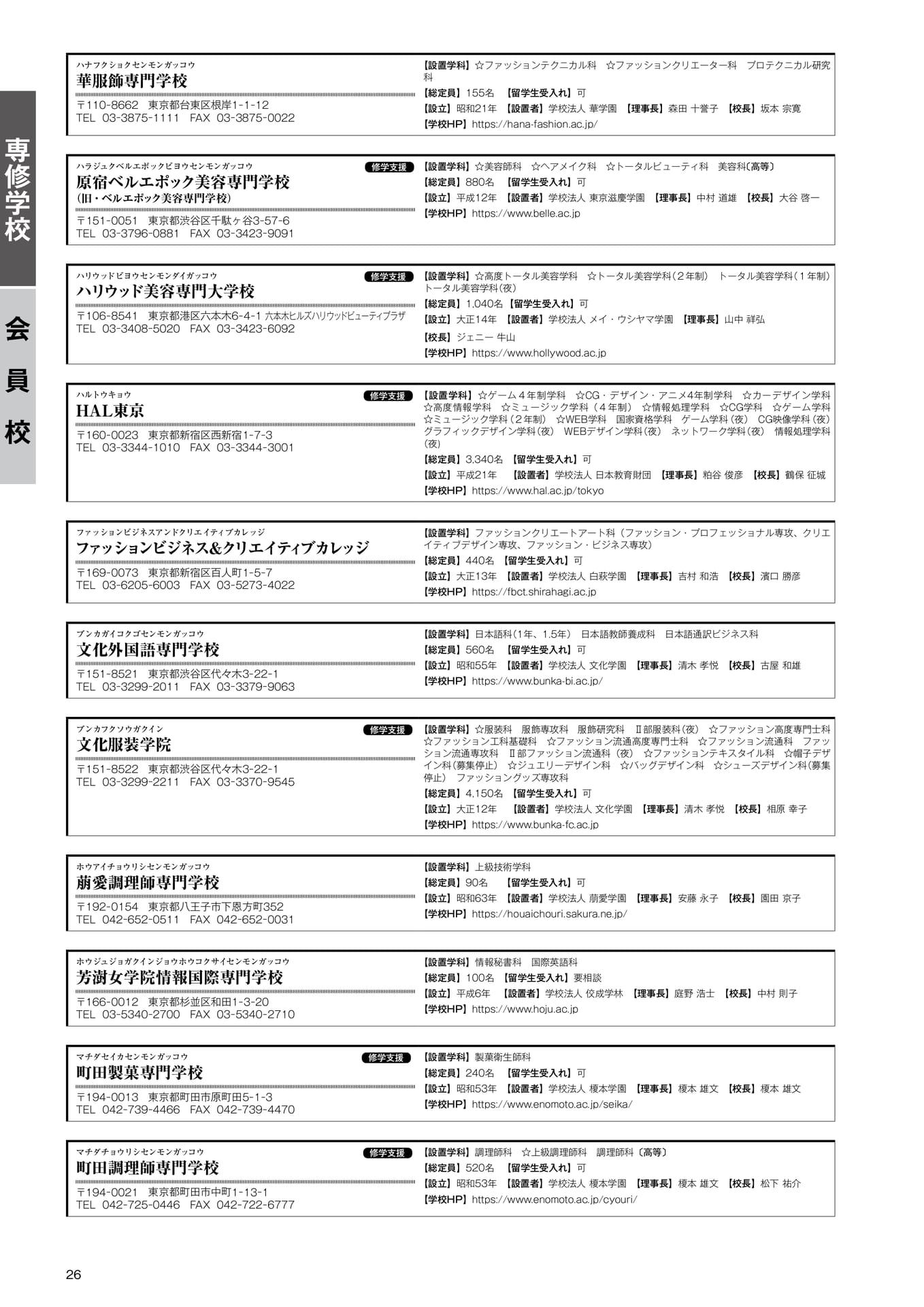専修学校 会員校一覧(23)(28ページ目)