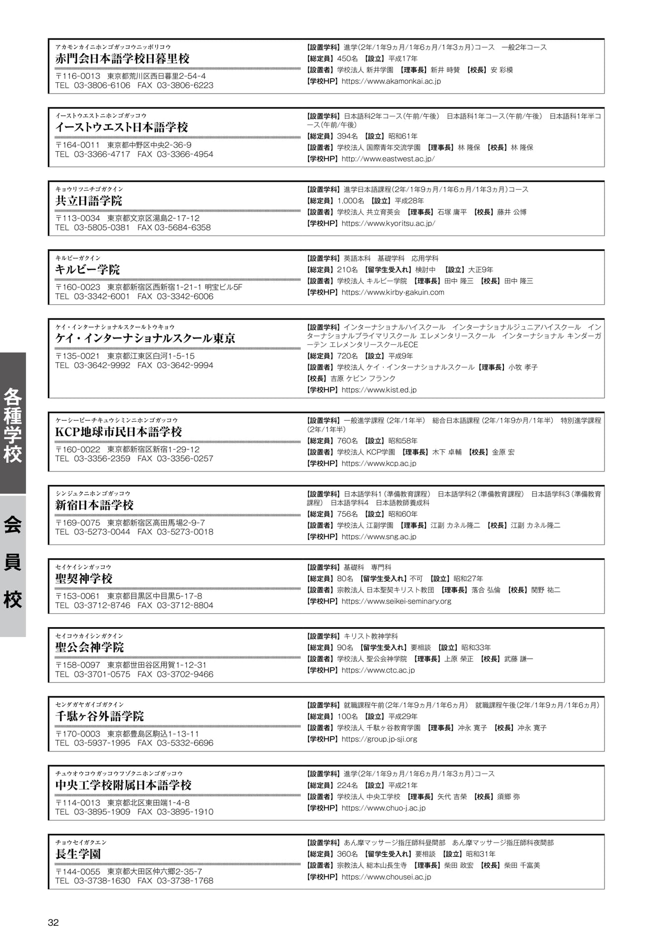 各種学校 会員校一覧(1)(34ページ目)