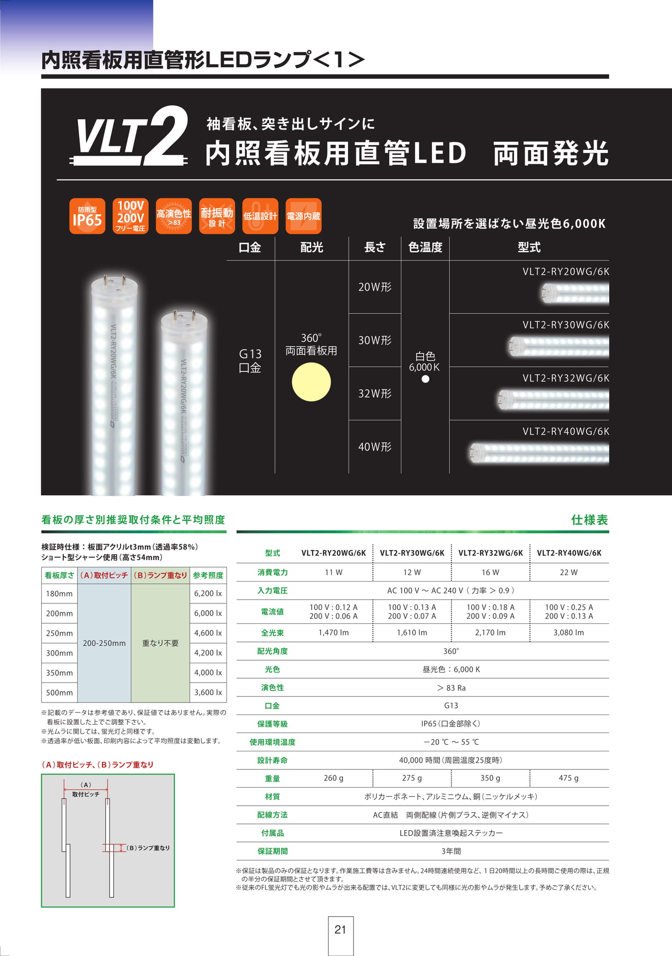 P21 内照看板用直管形LEDランプ<1>（22ページ目）