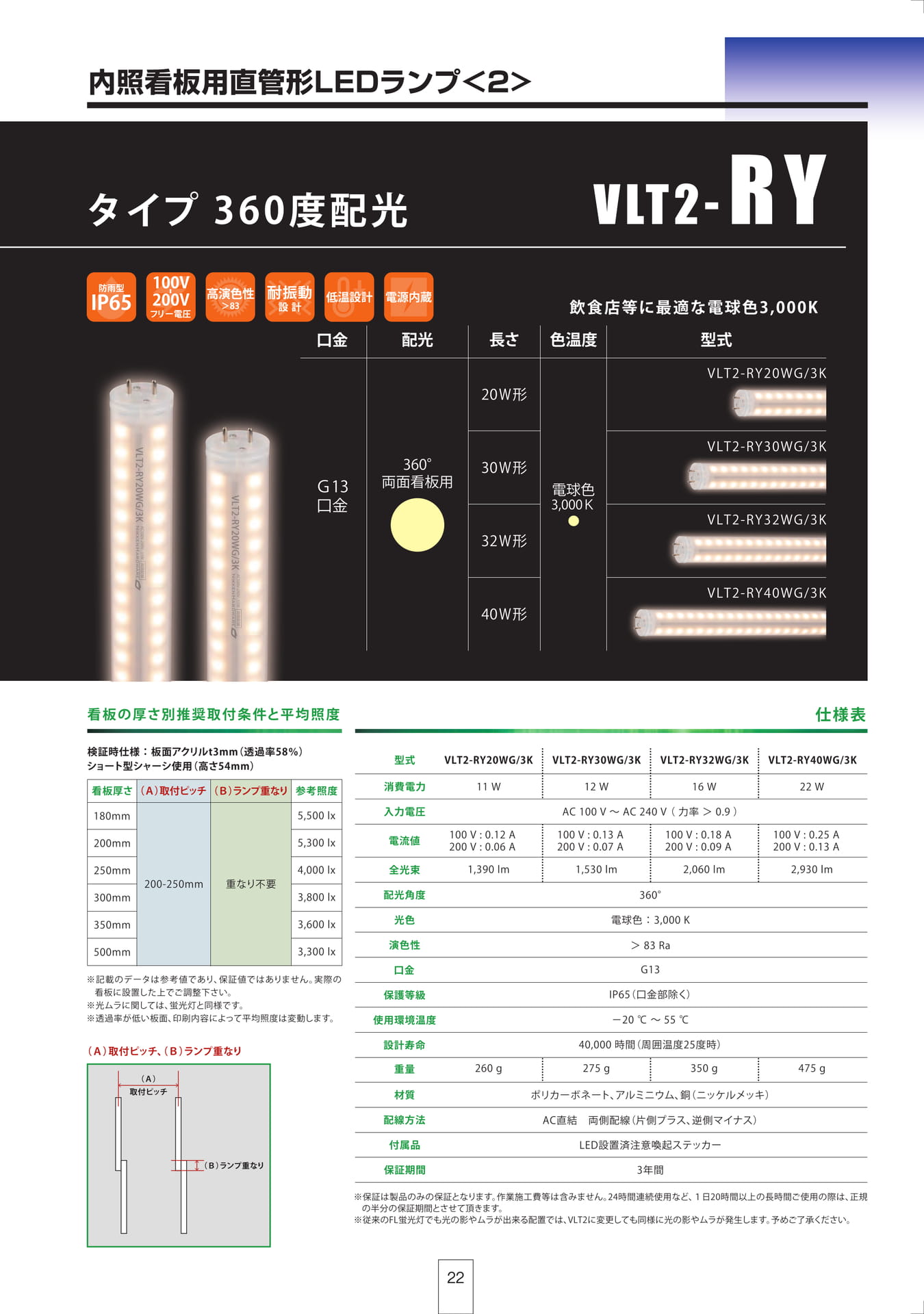 P22 内照看板用直管形LEDランプ<2>（23ページ目）