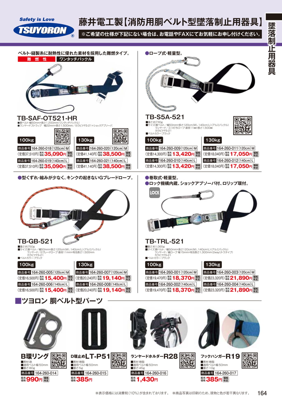 藤井電工 消防用胴ベルト型墜落制止用器具（166ページ目）