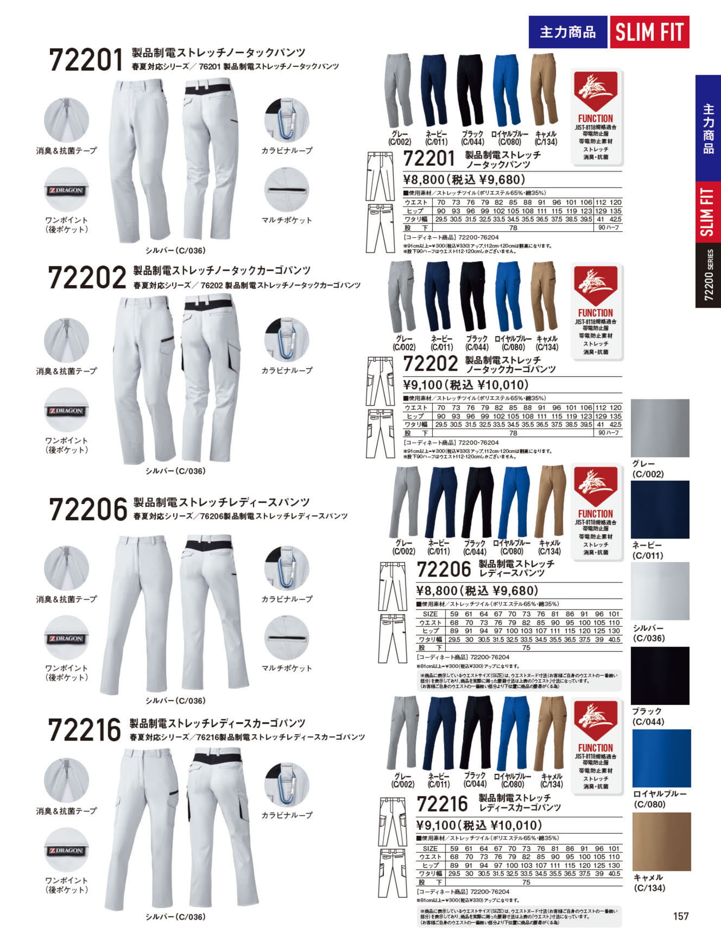 72201 製品制電ノータックパンツ（157ページ目）