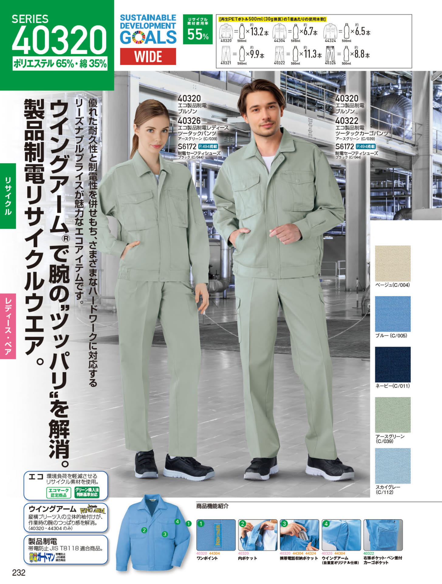 製品制電リサイクルウエア（232ページ目）